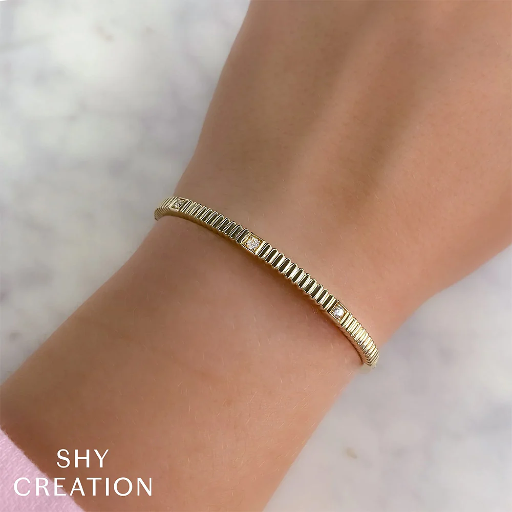 Shy Creation 14K Diamond Bangle Bracelet - Image 4
