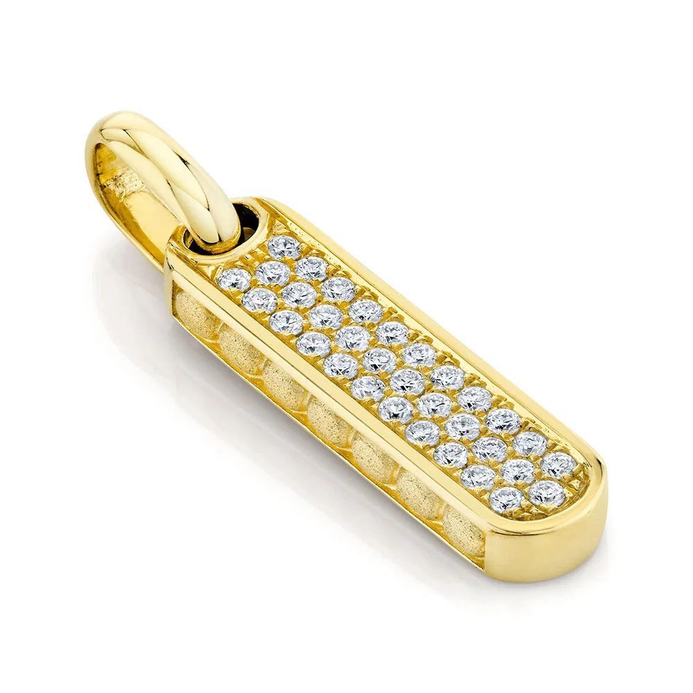 Shy Creation 14K Diamond Bar Dog Tag Pendant - Image 2