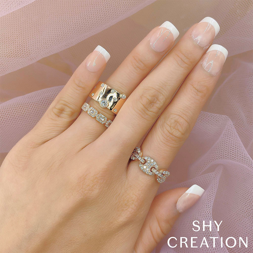 Shy Creation 14K Diamond Bezel Band - Image 2