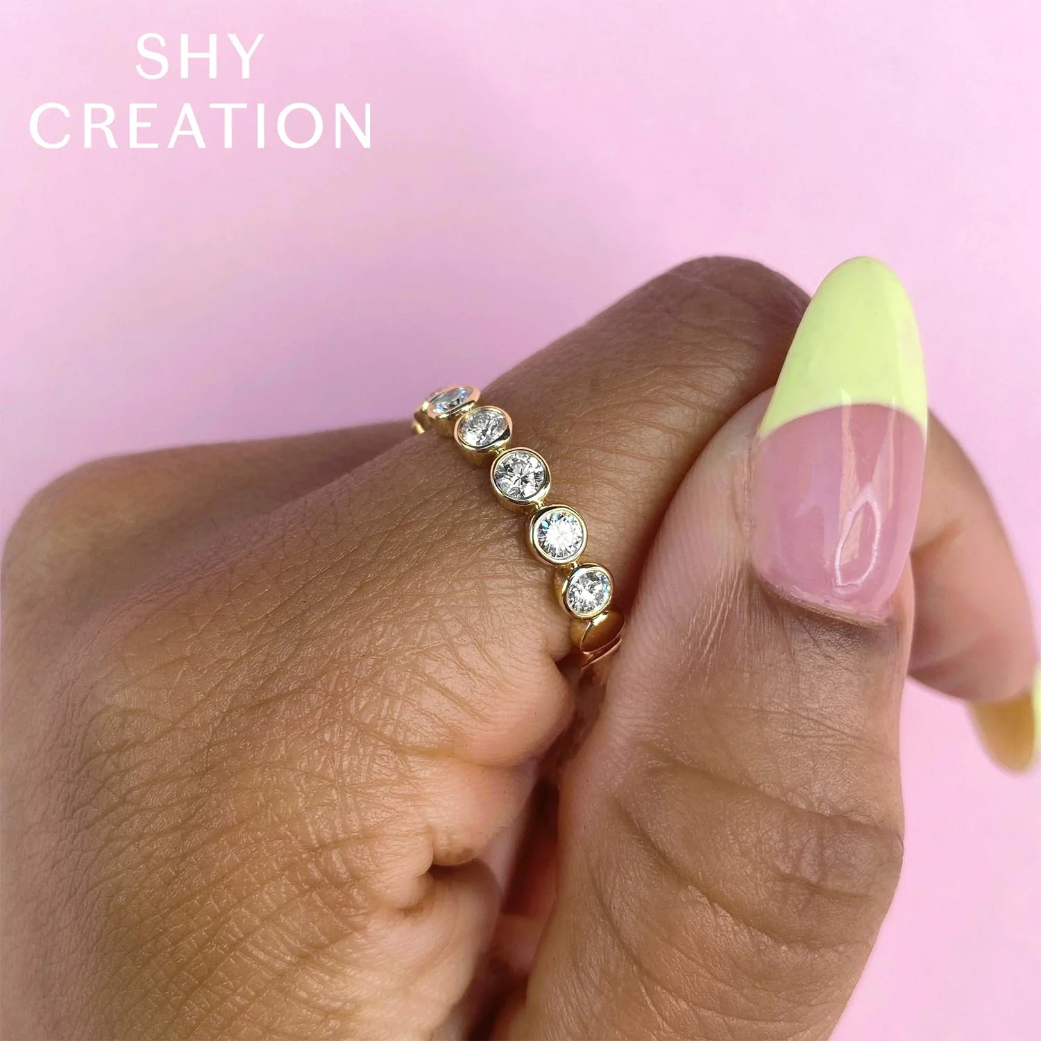 Shy Creation 14K Diamond Bezel Band - Image 2