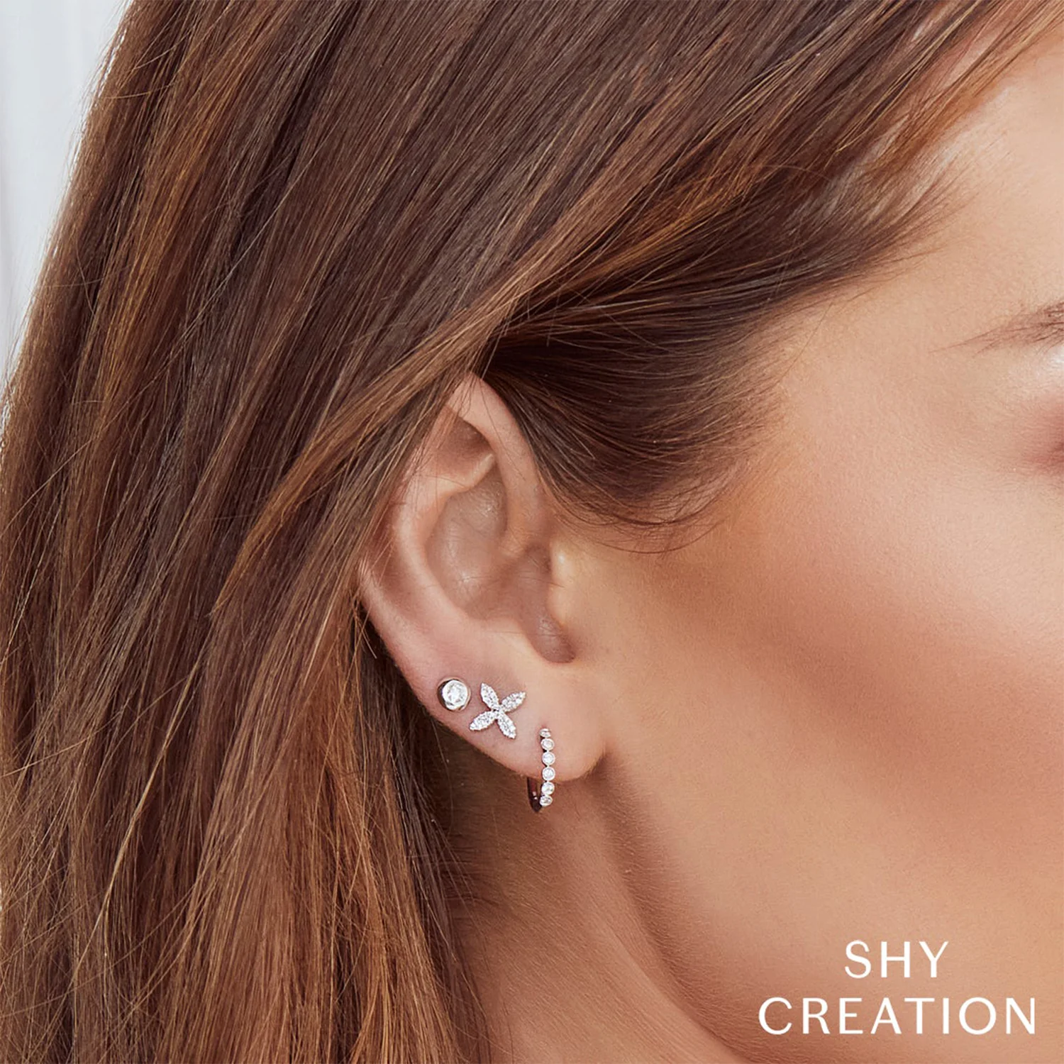 Shy Creation 14K Diamond Bezel Stud Earrings - Image 2