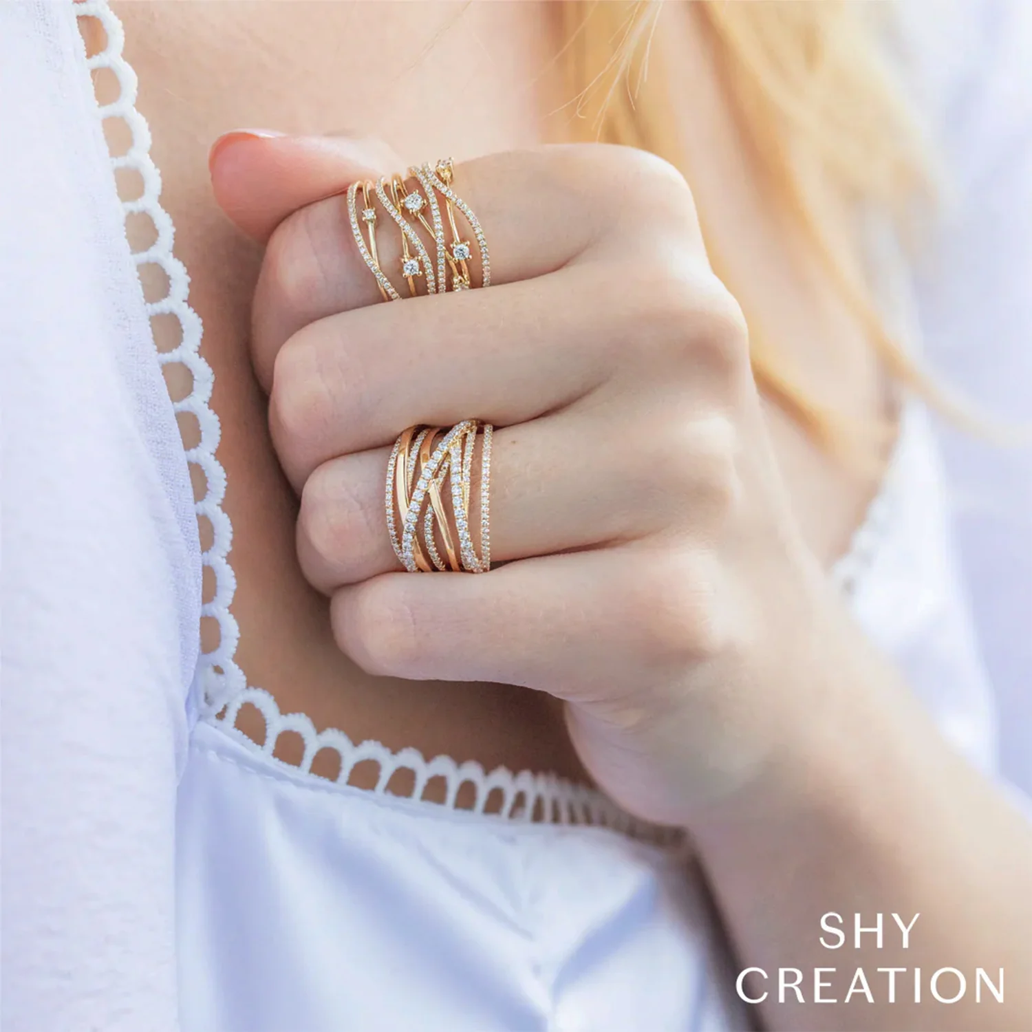 Shy Creation 14K Diamond Bridge Ring - Image 5