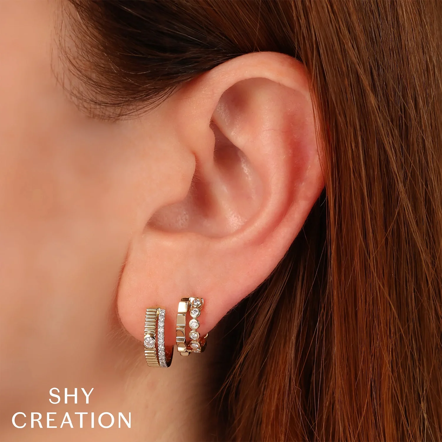 Shy Creation 14K Diamond Fashion Hoop Earrings - Image 2