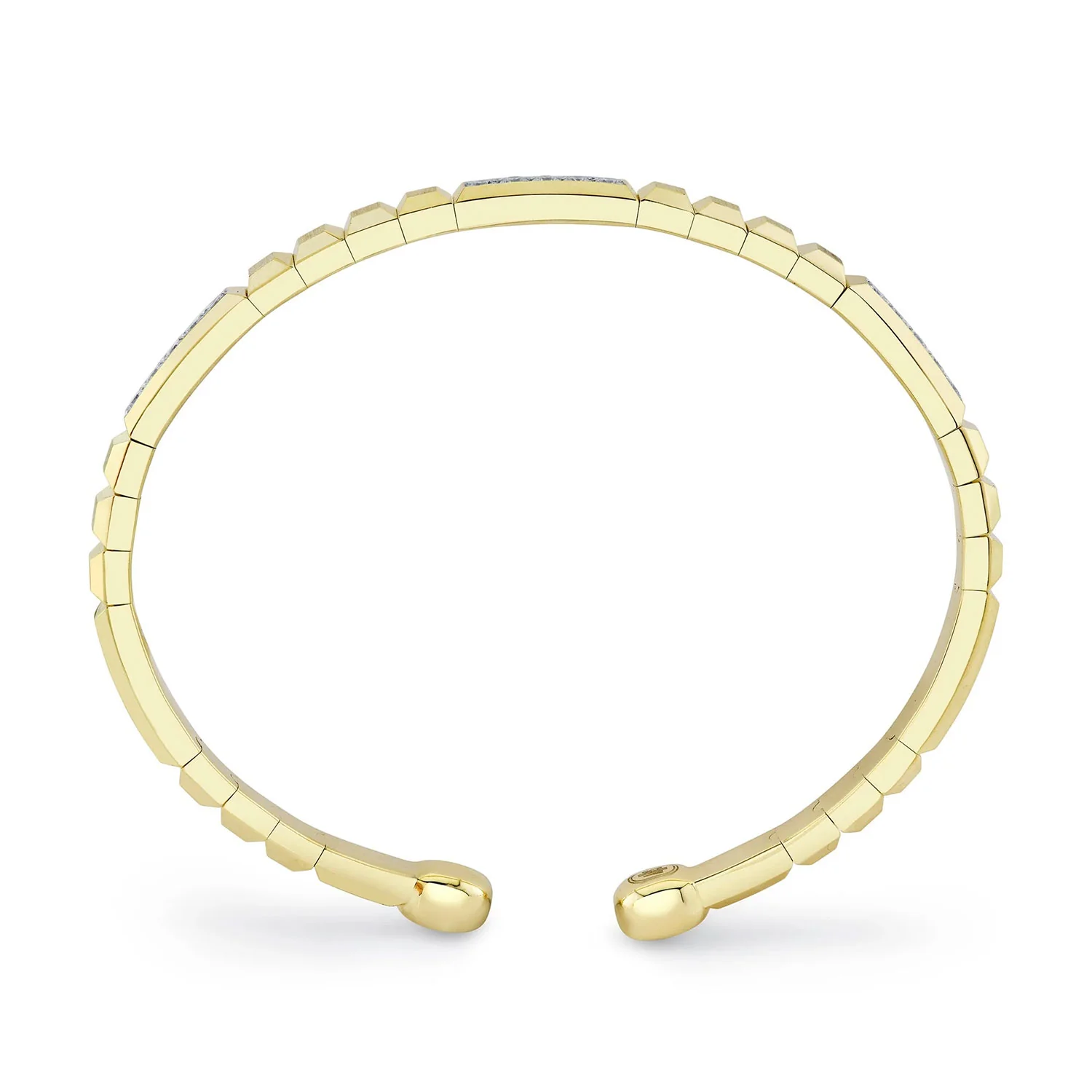 Shy Creation 14K Diamond Geo Cut Matte Cuff Bracelet - Image 3