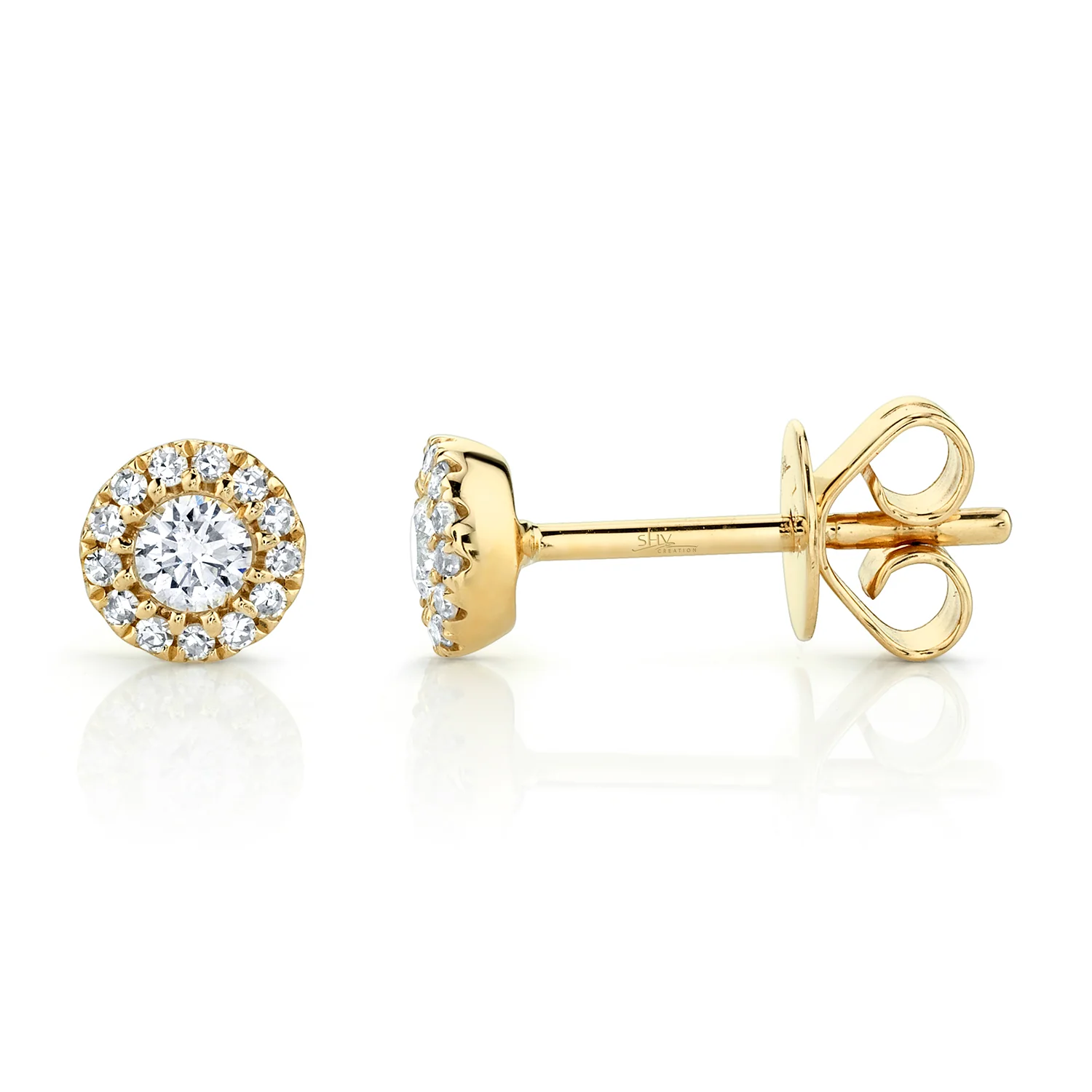 Shy Creation 14K Diamond Halo Stud Earrings - Image 2