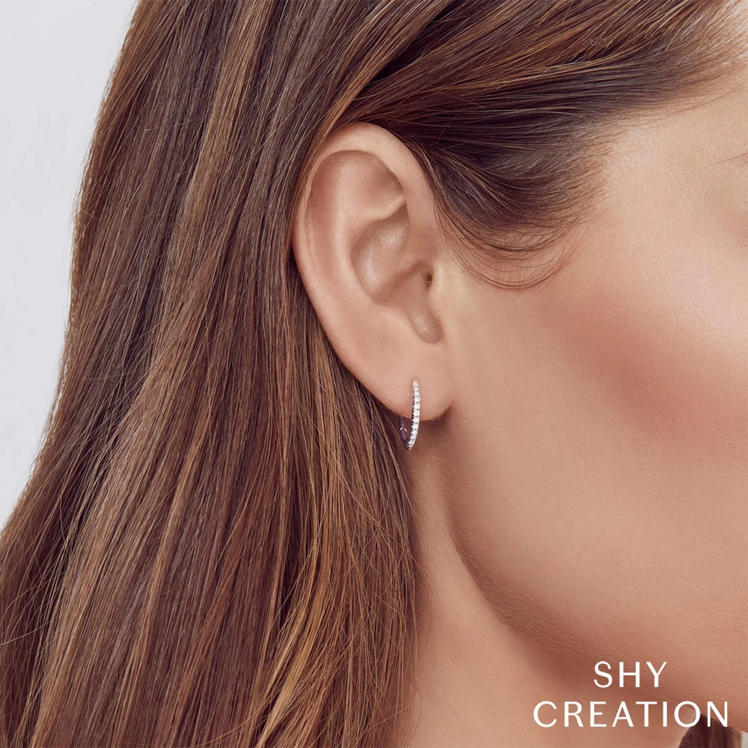 Shy Creation 14K Diamond Hoop Earrings - Image 3
