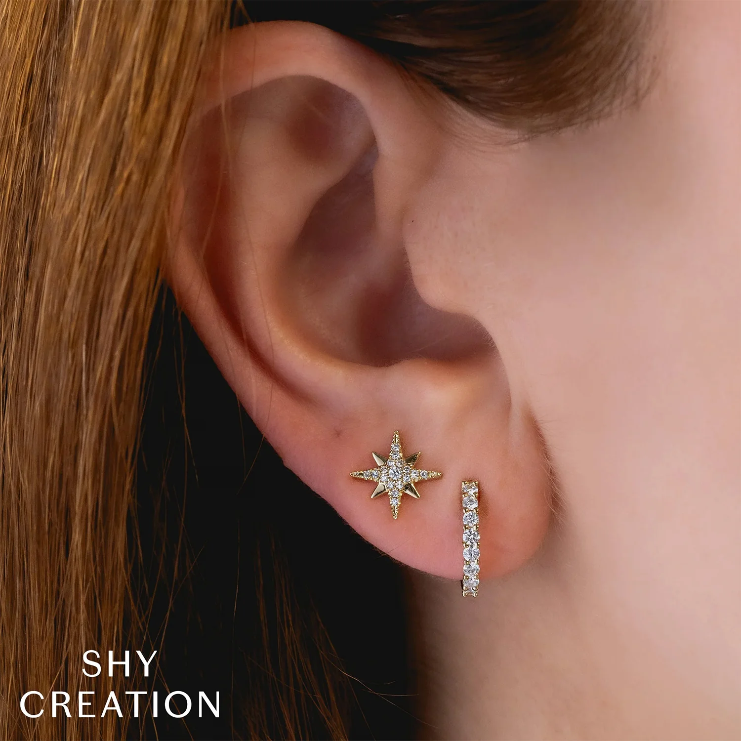 Shy Creation 14K Diamond Huggie Earrings - Image 2