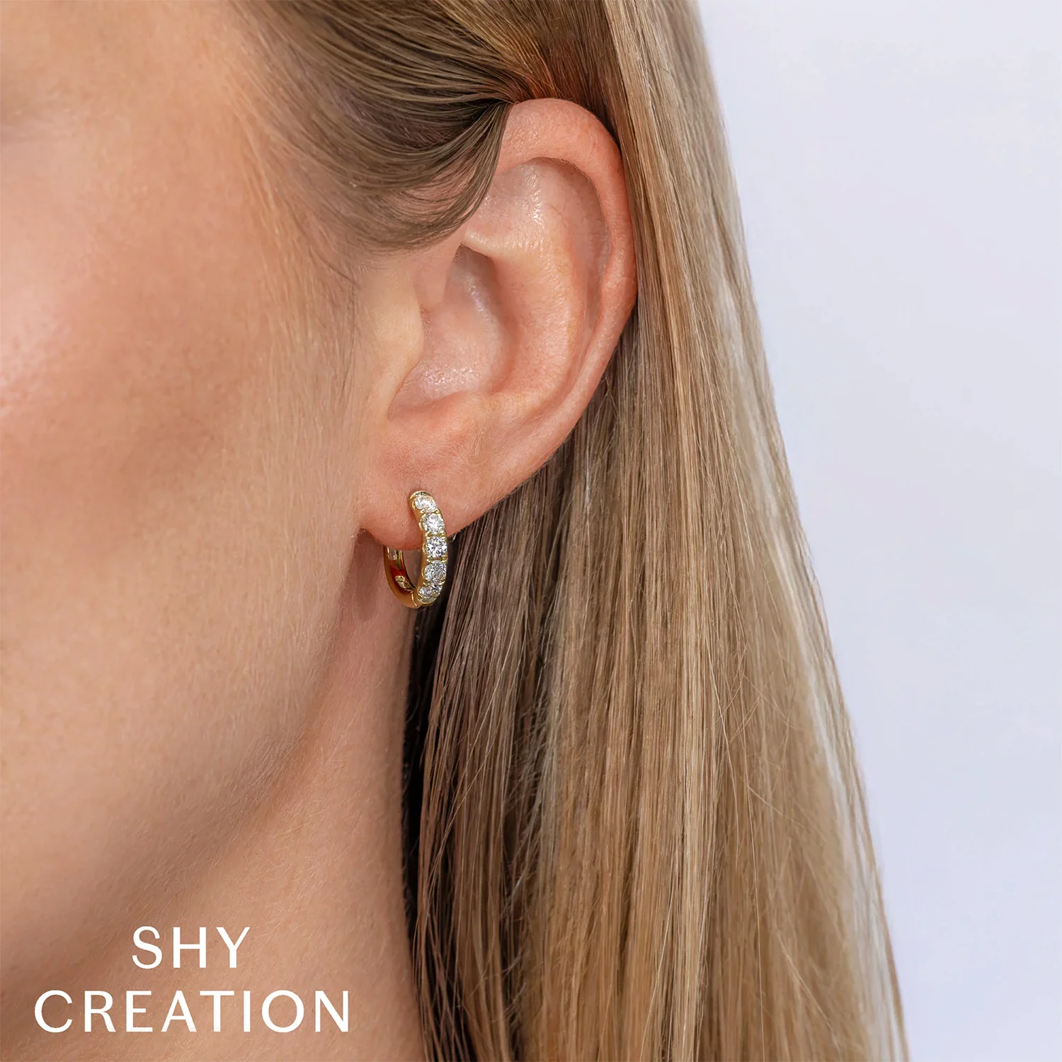 Shy Creation 14K Diamond Huggie Earrings - Image 3