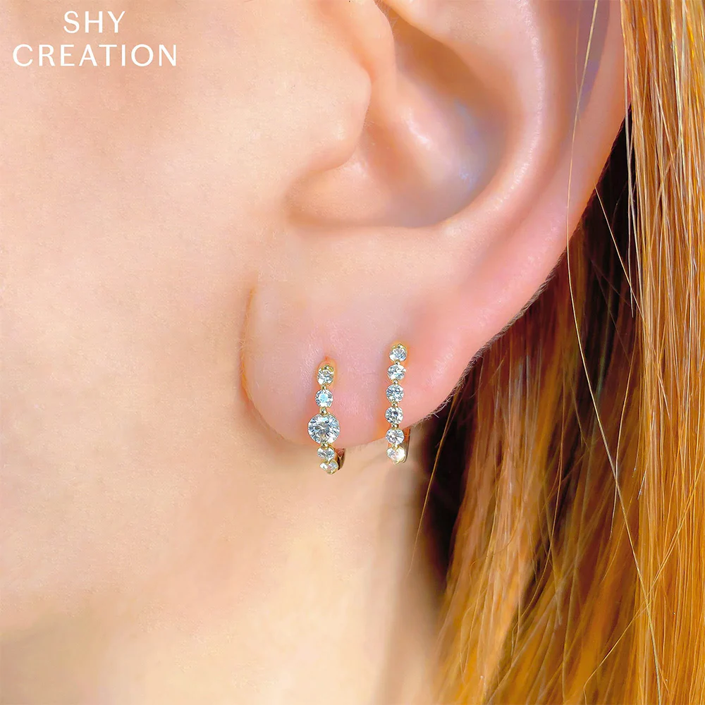 Shy Creation 14K Diamond Huggie Earrings - Image 2