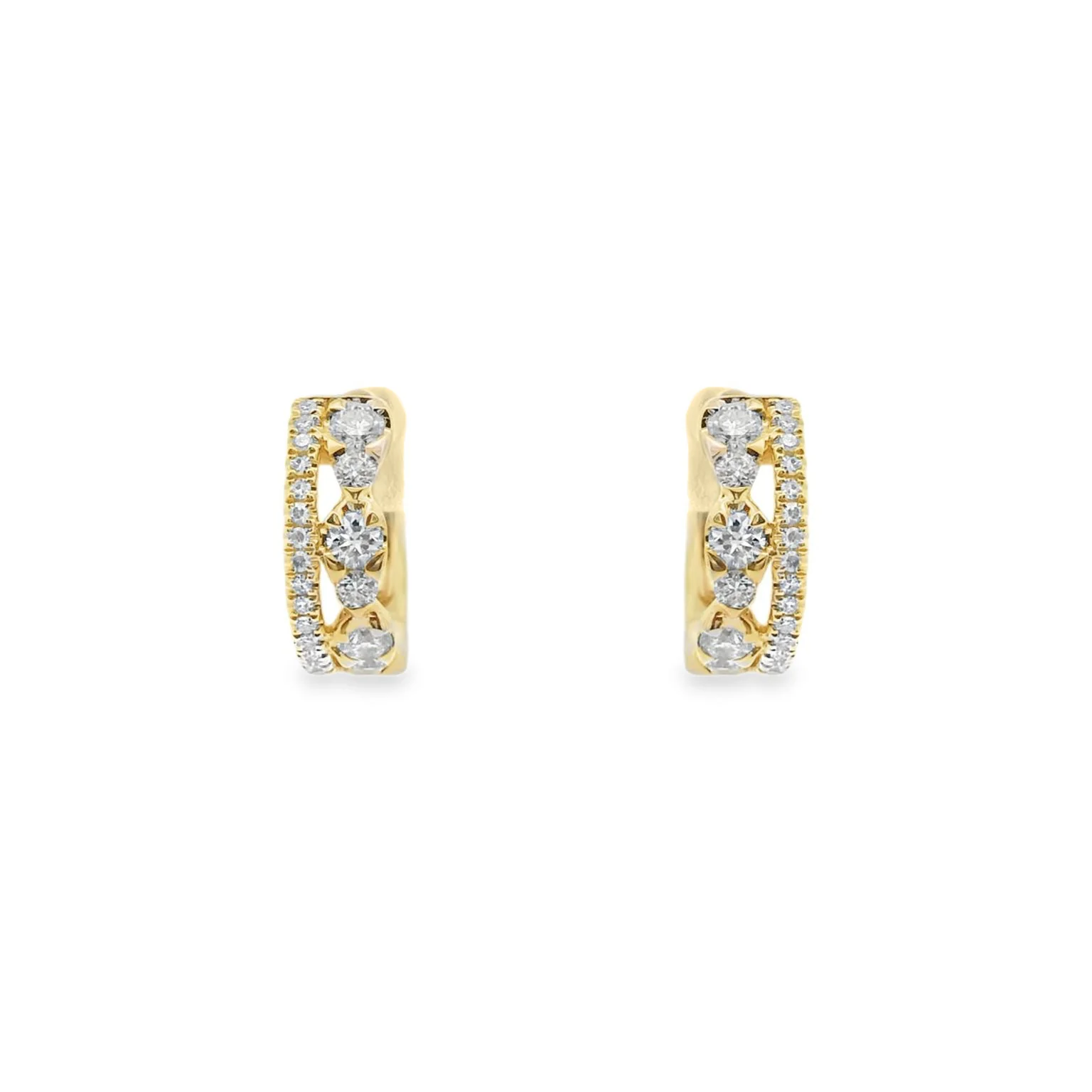 Shy Creation 14K Diamond Huggie Earrings