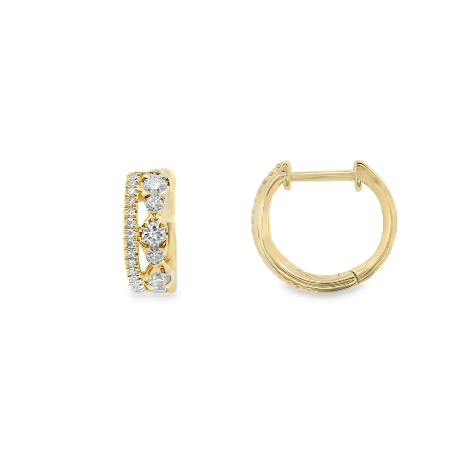 Shy Creation 14K Diamond Huggie Earrings - Image 2
