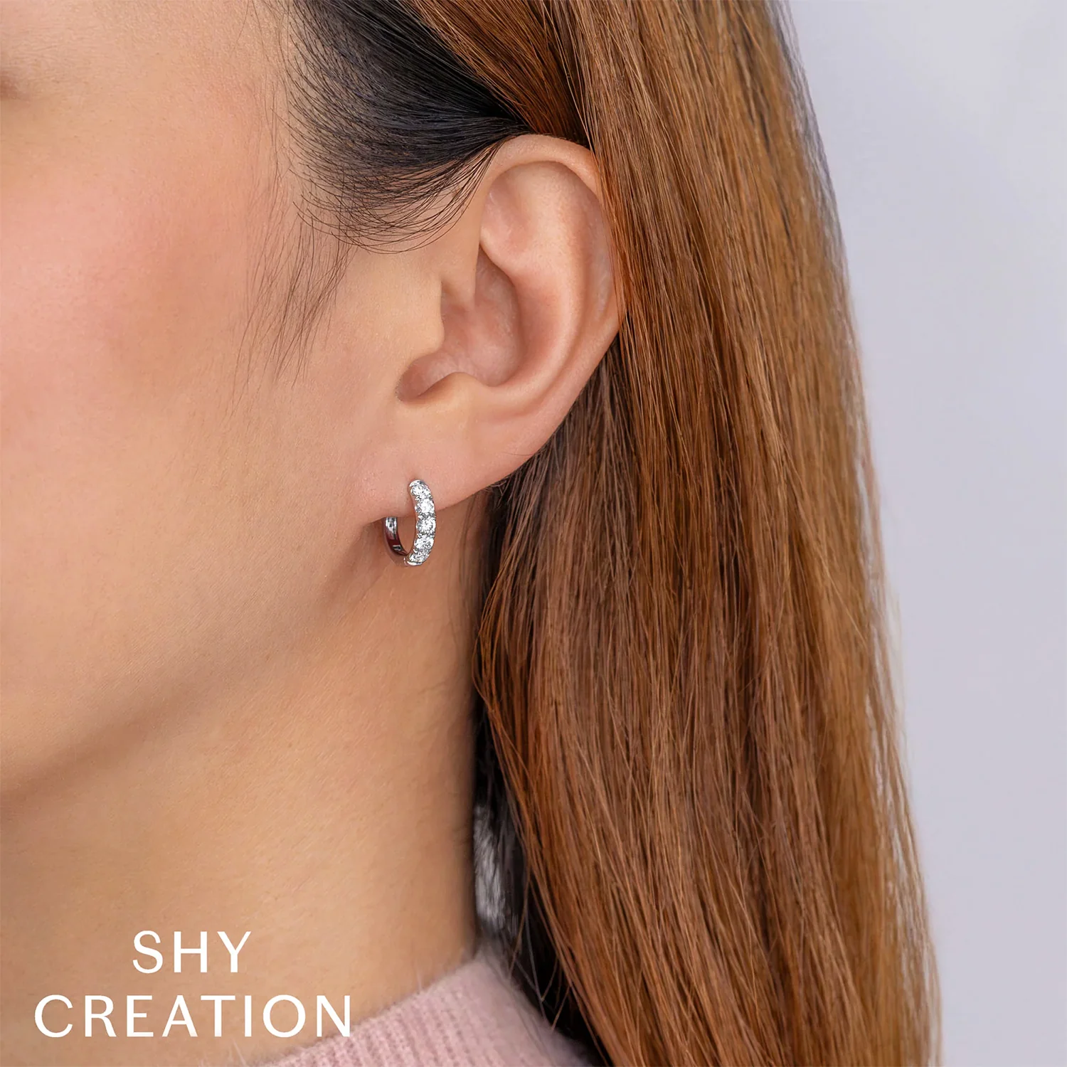 Shy Creation 14K Diamond Huggie Earrings - Image 3