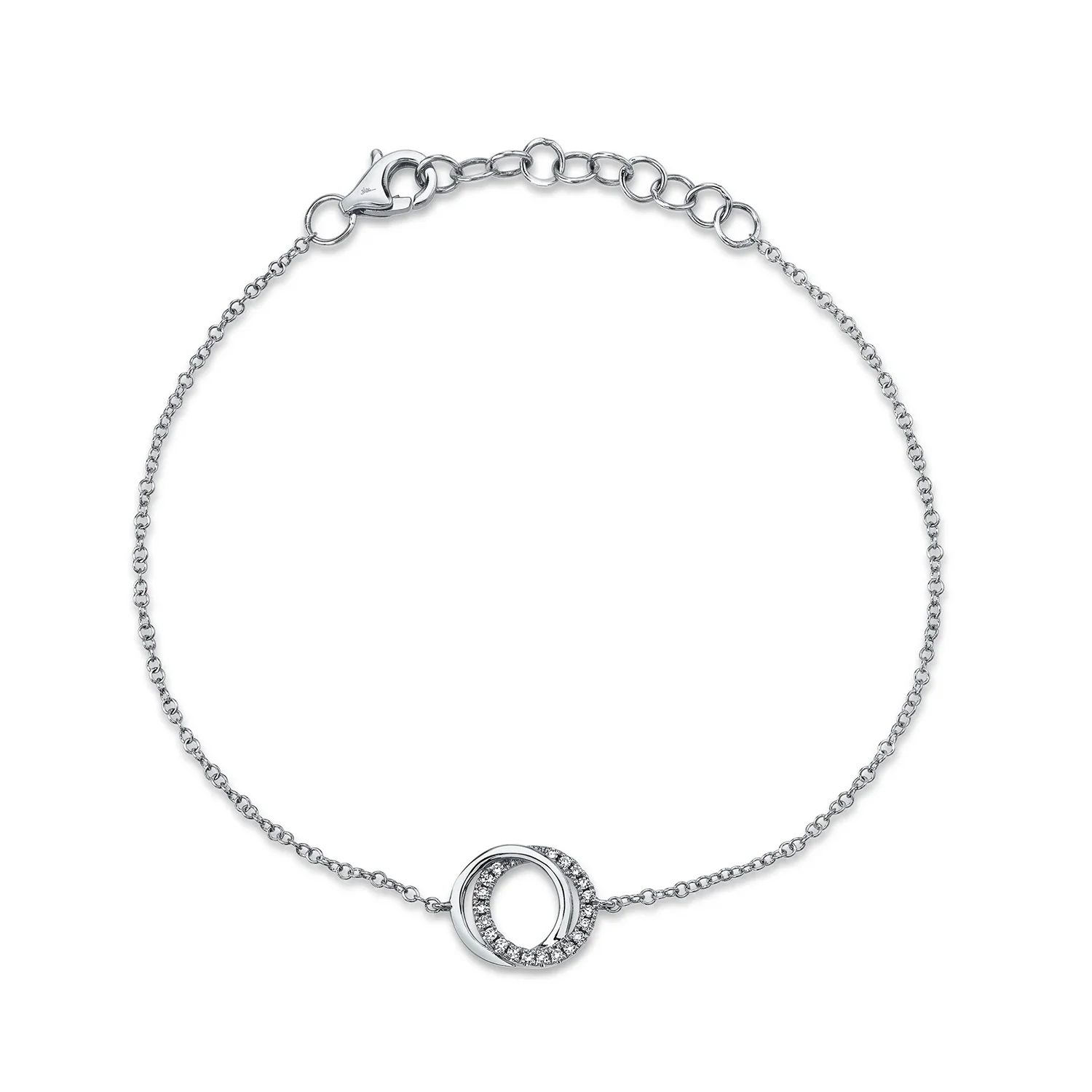 Shy Creation 14K Diamond Love Knot Circle Bracelet