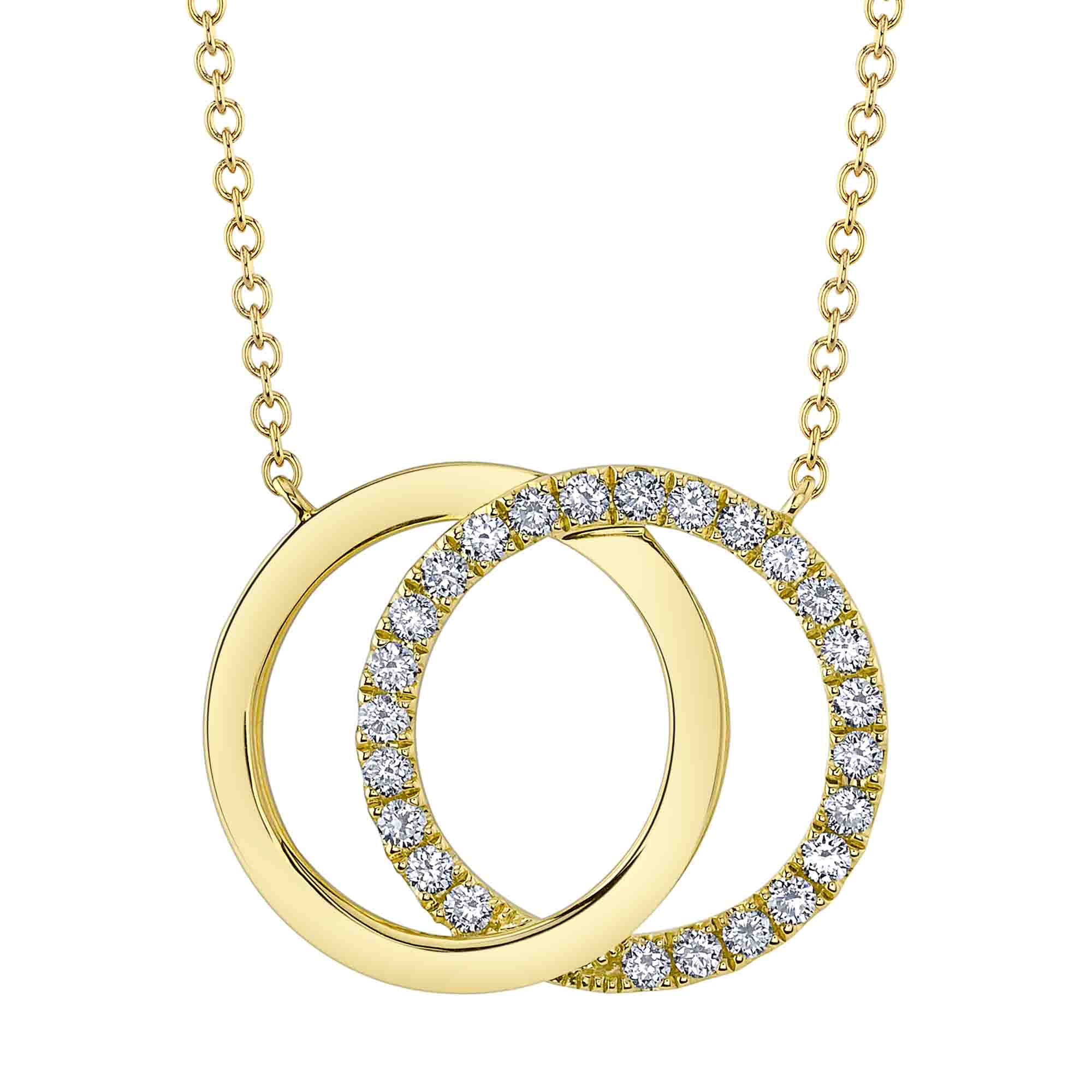 Shy Creation 14K Diamond Love Knot Interlocking Circles Necklace