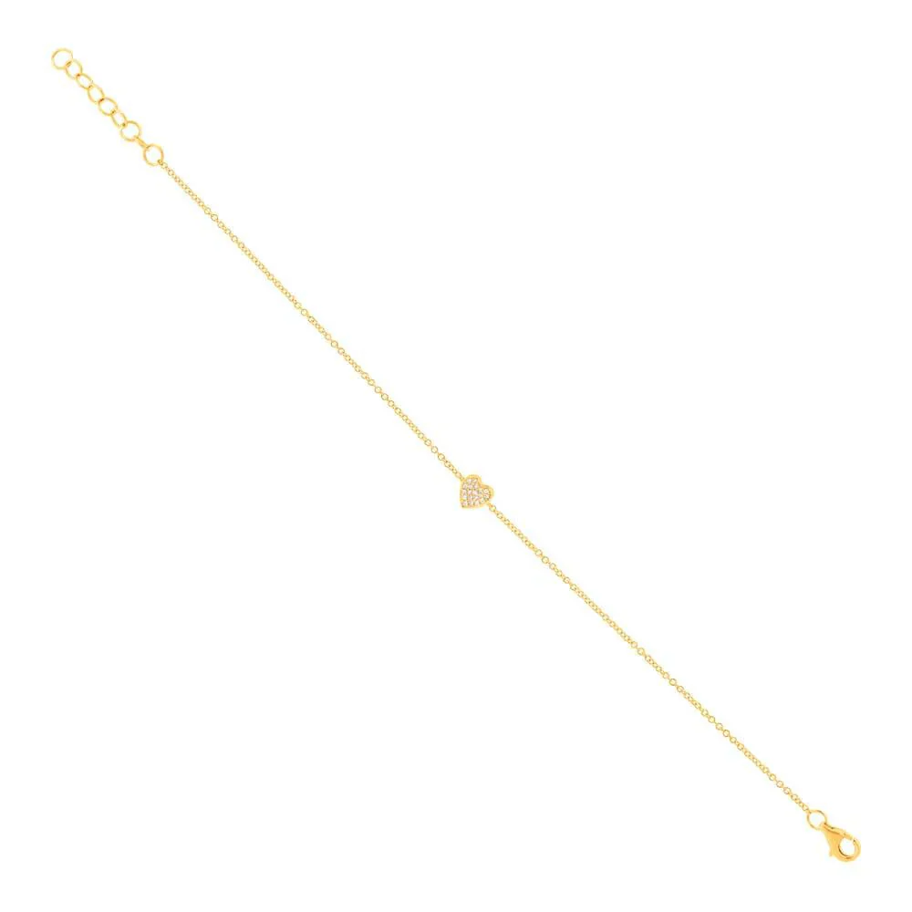 Shy Creation 14K Diamond Pave Heart Bracelet - Image 2