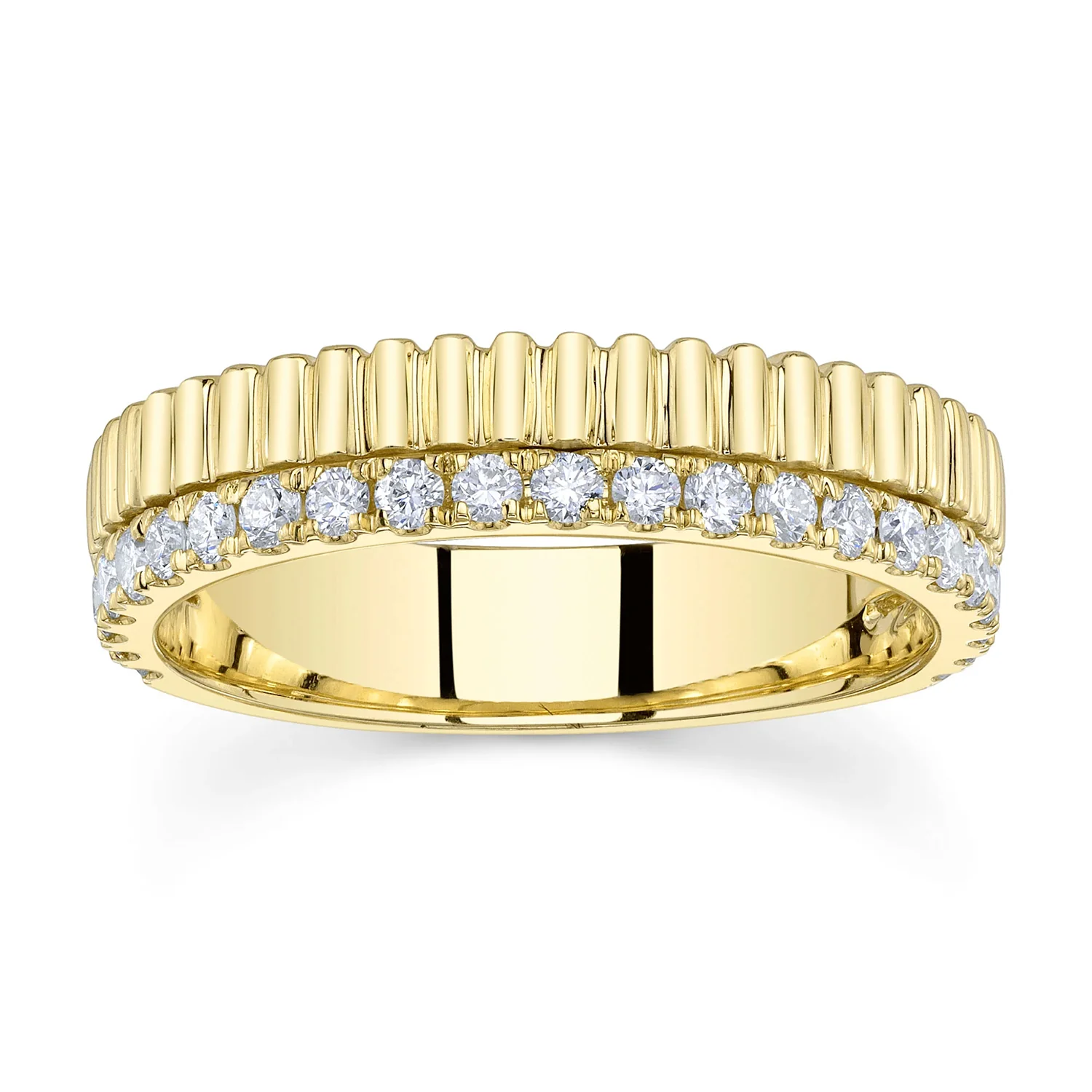 Shy Creation 14K Diamond Ribbed Band - Image 2