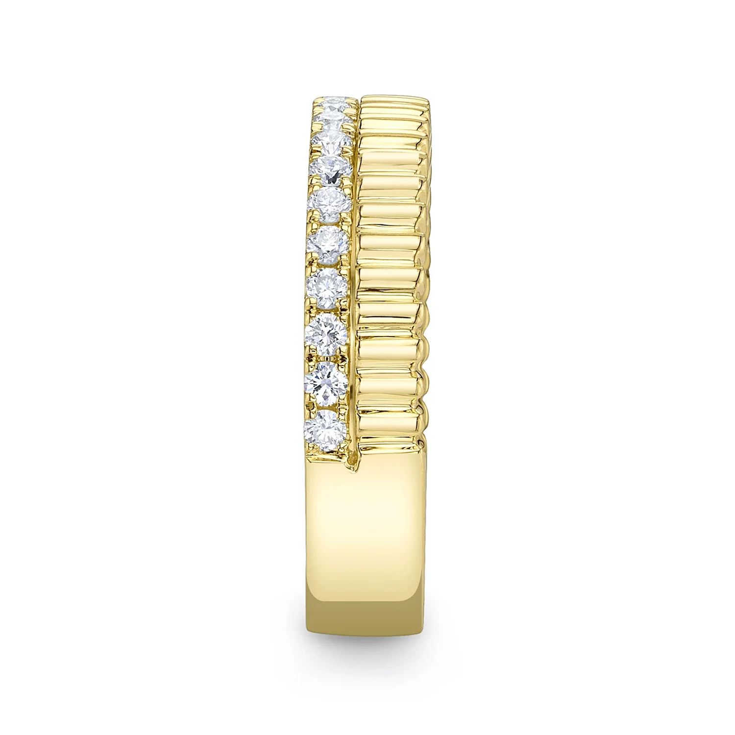 Shy Creation 14K Diamond Ribbed Band - Image 3