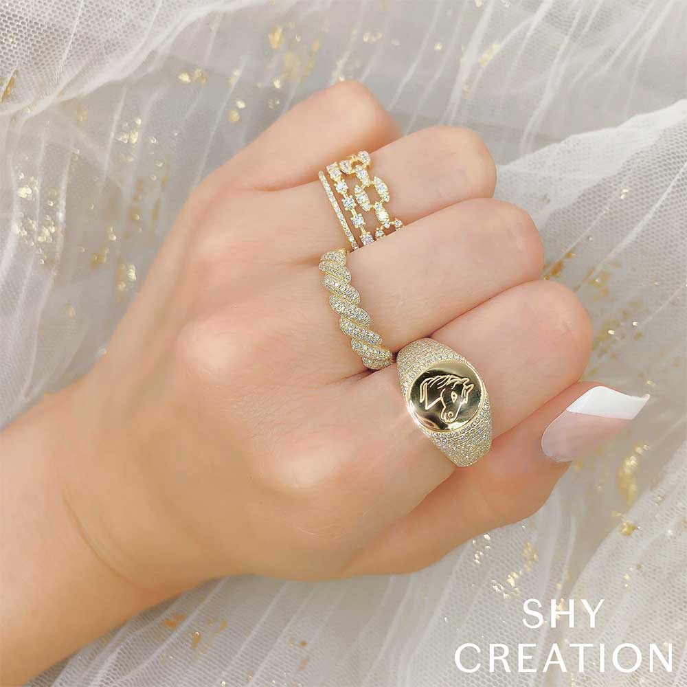 Shy Creation 14K Diamond Split Ring - Image 2