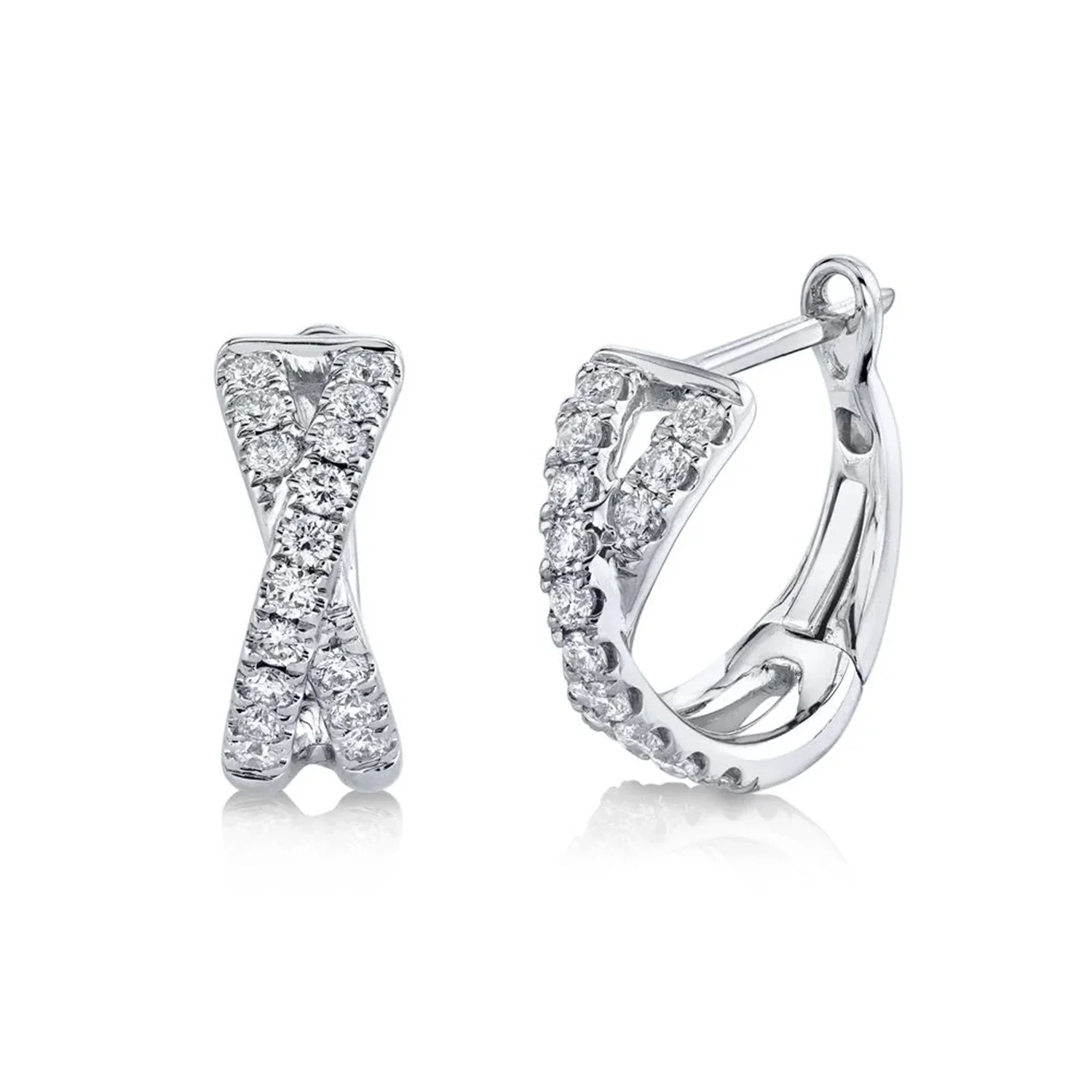Shy Creation 14K Diamond Twist Huggie Earrings