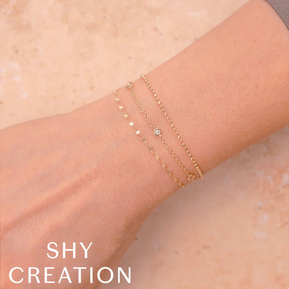 Shy Creation 14K Diamonds by the Yard Sparkle Faceted Ball Chain Bracelet - Image 2