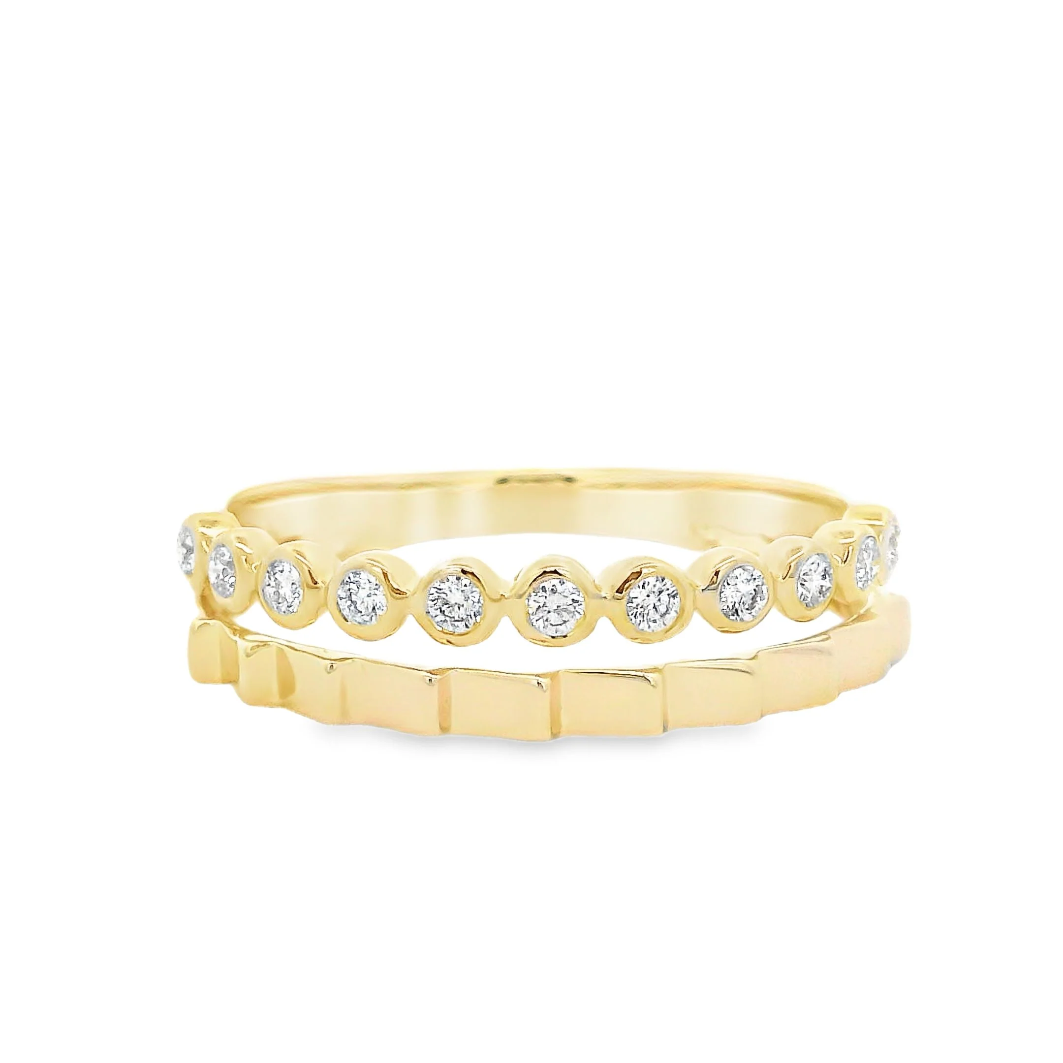 Shy Creation 14K Double Diamond Bezel Ring - Image 2