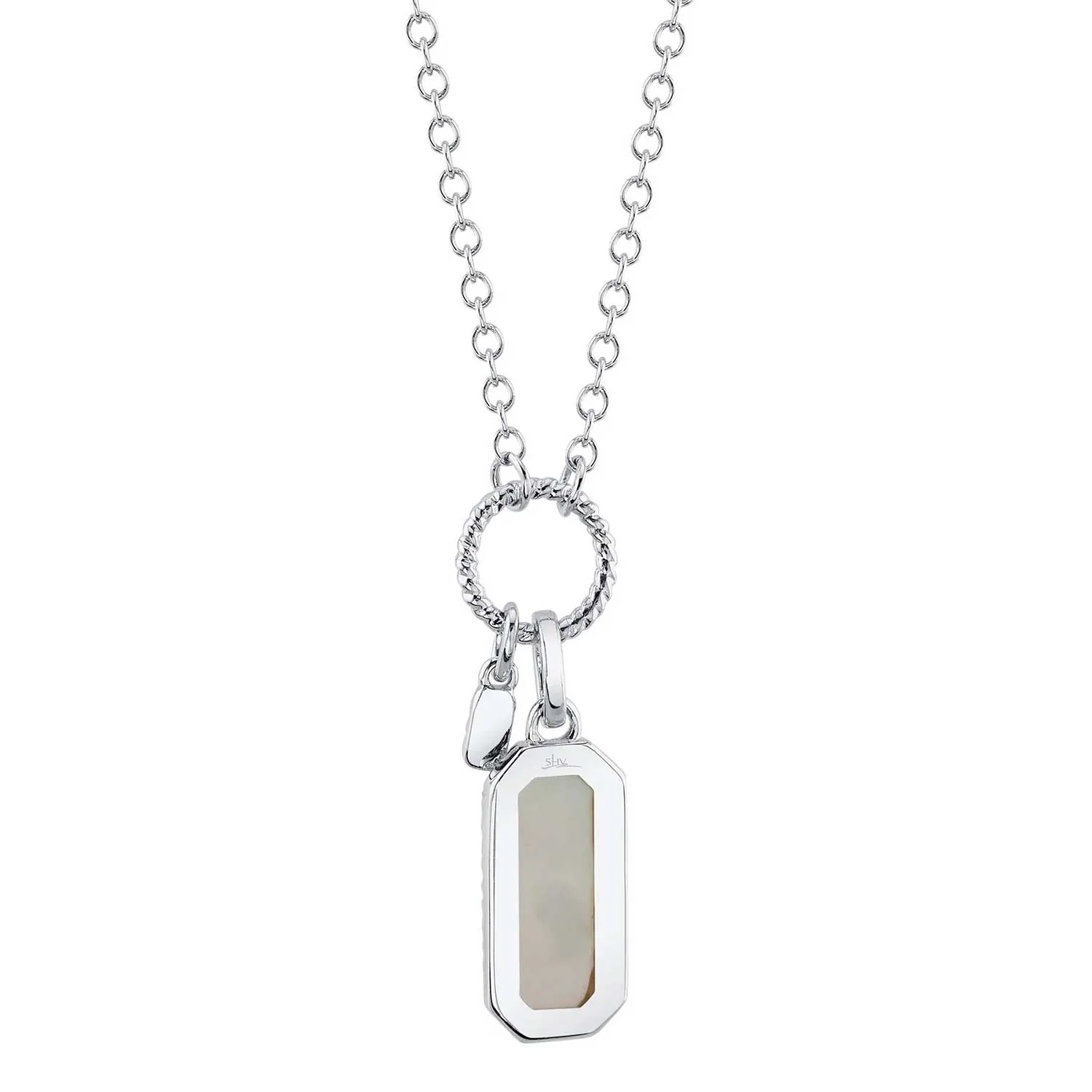 Shy Creation 14K Mother-of-Pearl and Diamond Dog Tag Pendant - Image 3