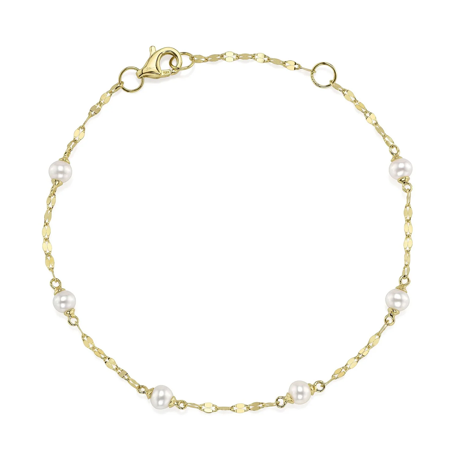 Shy Creation 14K Pearl Sparkle Chain Bracelet