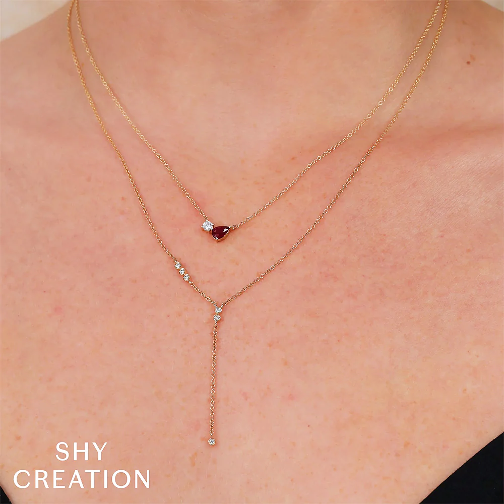 Shy Creation 14K Ruby and Diamond Necklace - Image 2