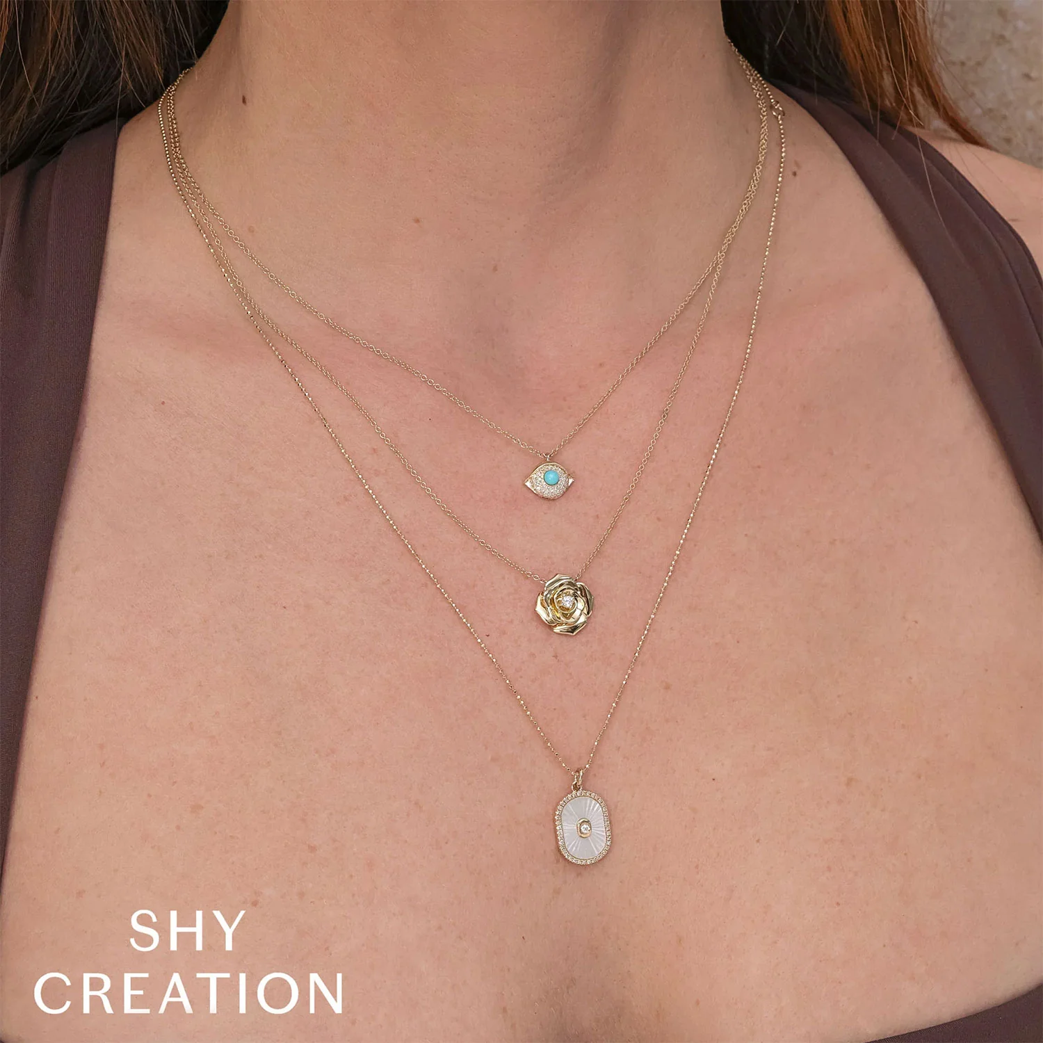 Shy Creation 14K Turquoise and Diamond Evil Eye Necklace - Image 2