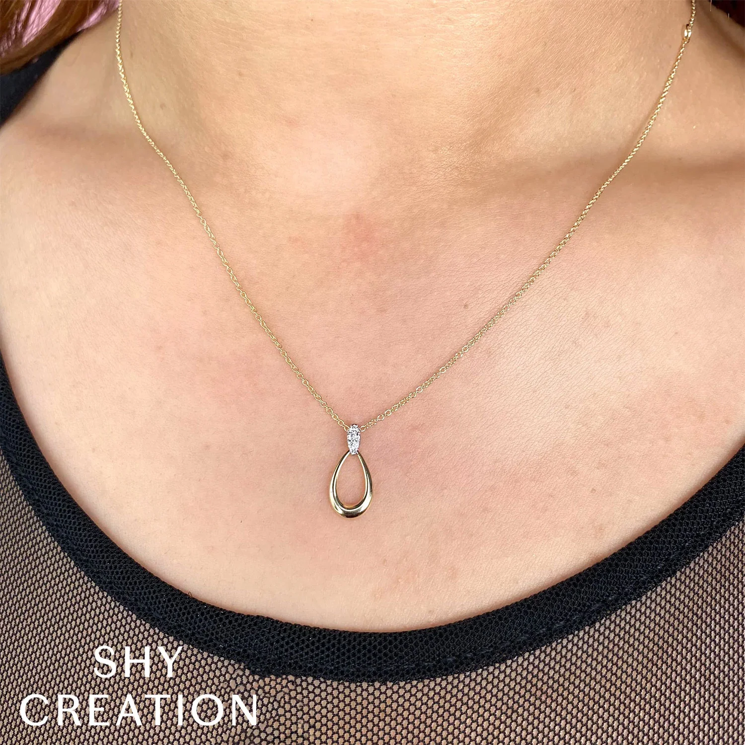 Shy Creation 14K Two-Tone Diamond Necklace - Image 2