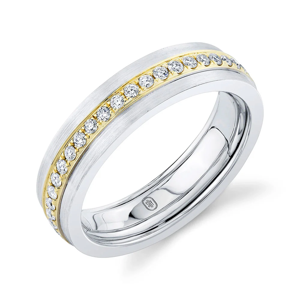 Shy Creation 14K Two-Tone Matte Omnifit Diamond Band
