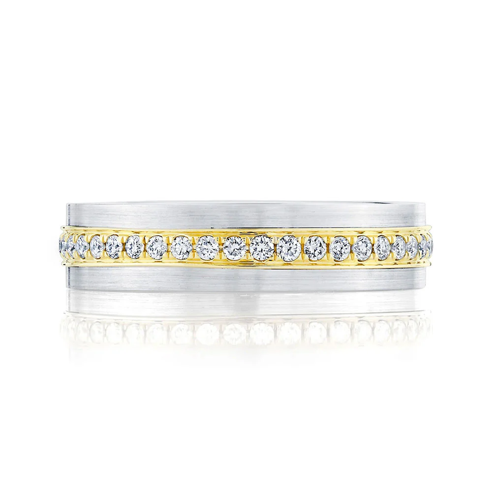 Shy Creation 14K Two-Tone Matte Omnifit Diamond Band - Image 2