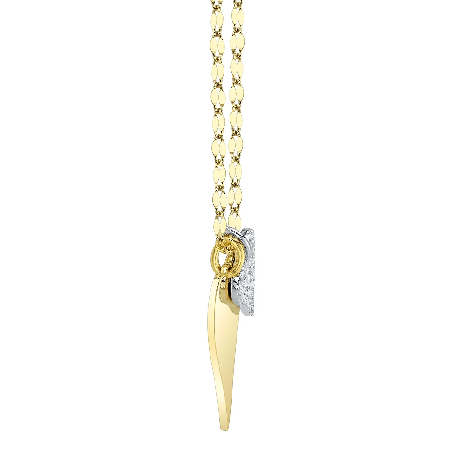 Shy Creation 14K Two-Tone Diamond Pave Heart Sparkle Chain Necklace - Image 2