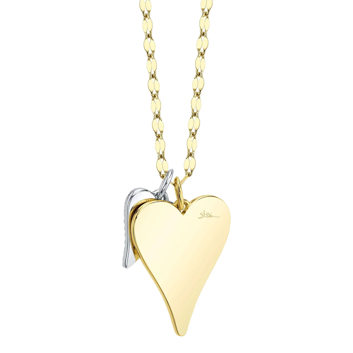 Shy Creation 14K Two-Tone Diamond Pave Heart Sparkle Chain Necklace - Image 3