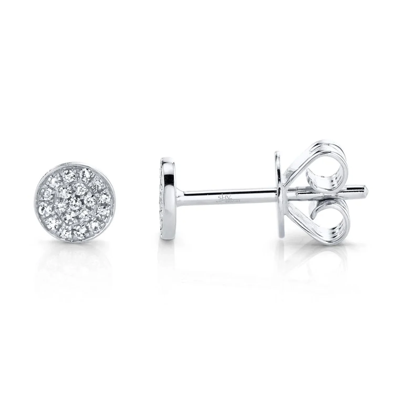 Shy Creation 14K Diamond Pave Circle Stud Earrings - Image 2