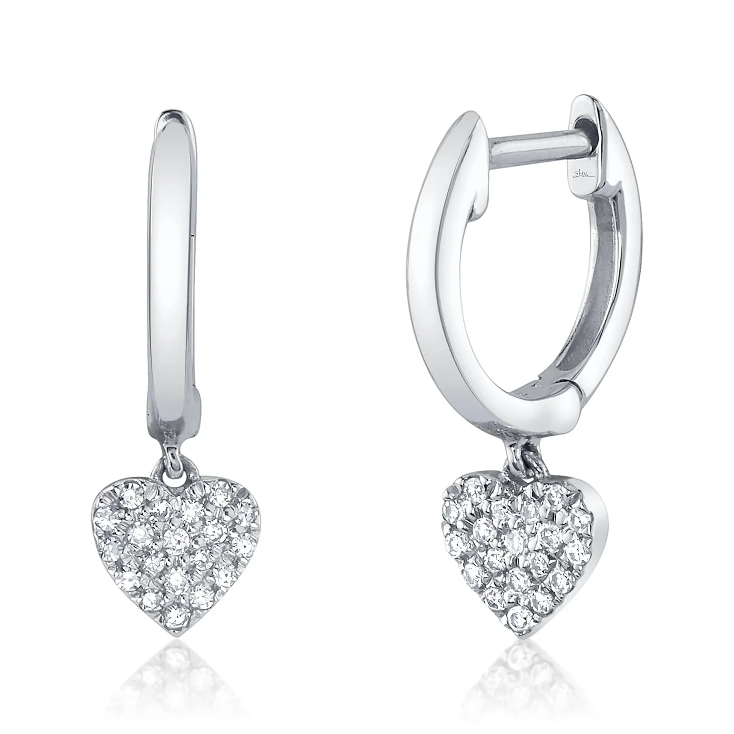 Shy Creation 14K Diamond Pavé Heart Huggie Earrings