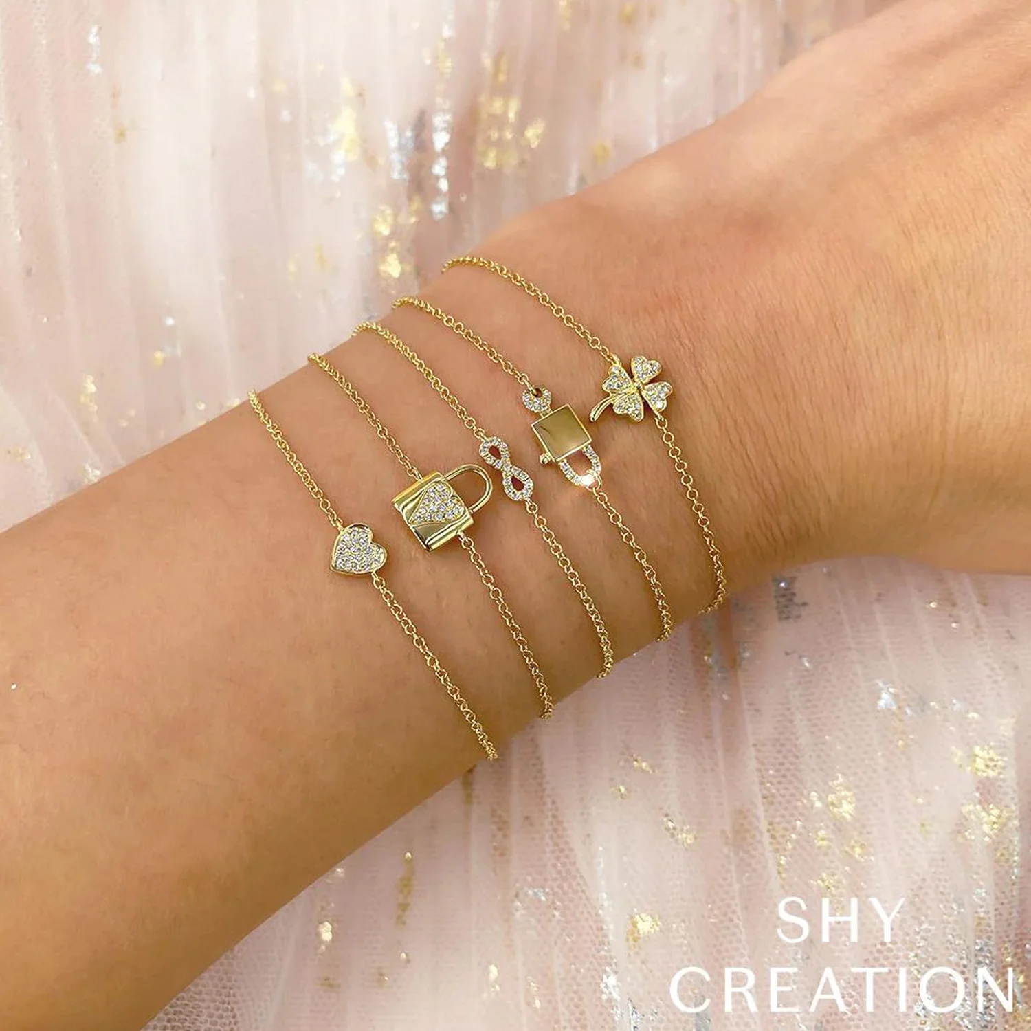 Shy Creation 14KY 0.04ctw Diamond Infinity Bracelet - Image 2
