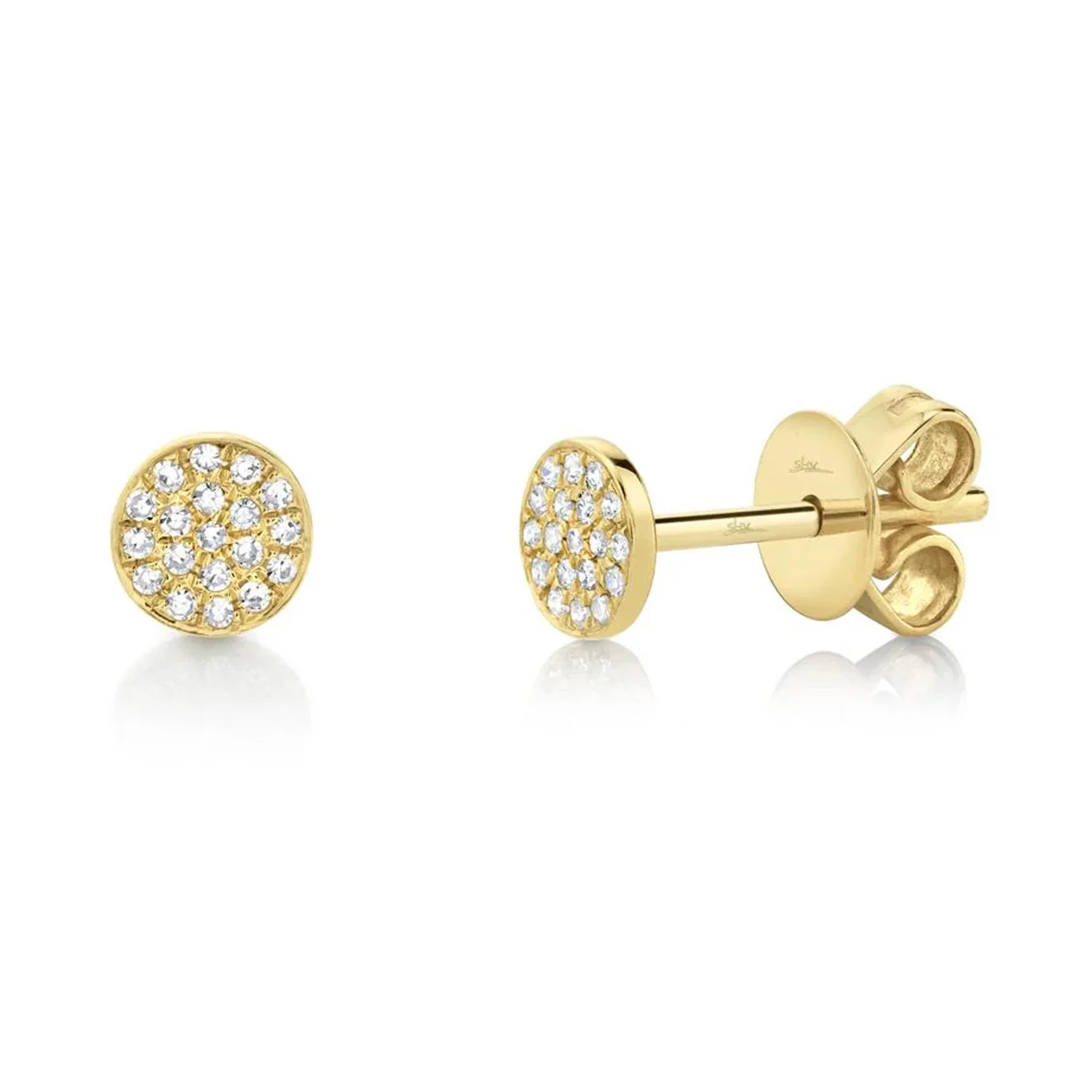 Shy Creation 14K Diamond Pave Circle Stud Earrings