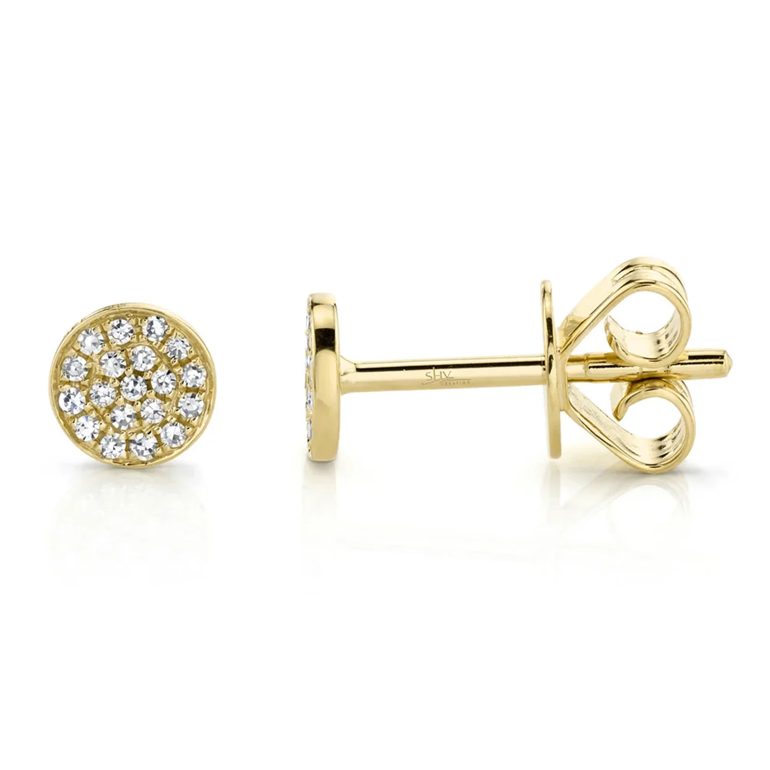 Shy Creation 14K Diamond Pave Circle Stud Earrings - Image 2