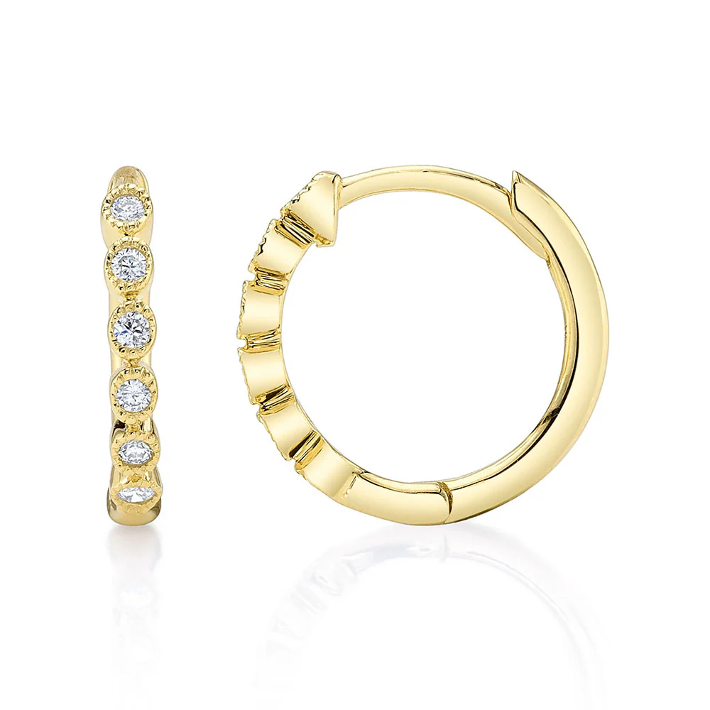 Shy Creation 14K Diamond Huggie Earrings - Image 2