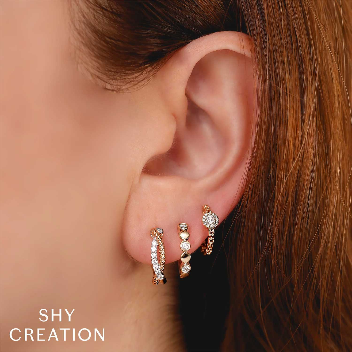 Shy Creation 14K Diamond Hoop Earrings - Image 2