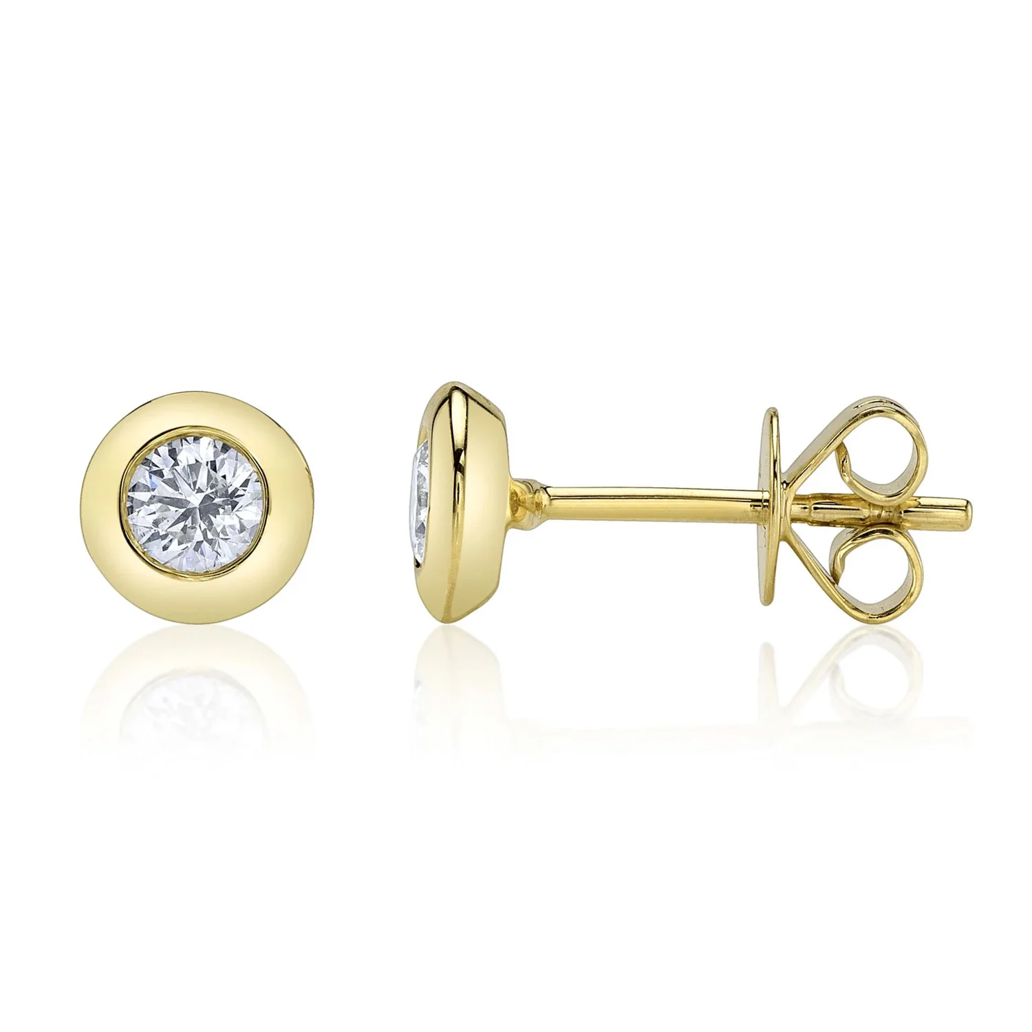 Shy Creation 14K Diamond Bezel Stud Earrings - Image 2