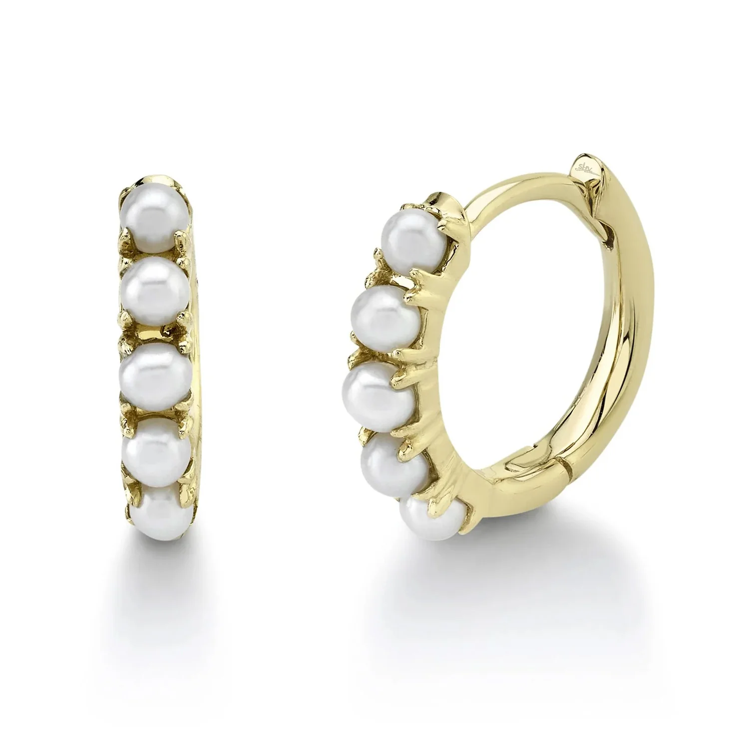 Shy Creation 14K Cultured Pearl Huggie Earrings