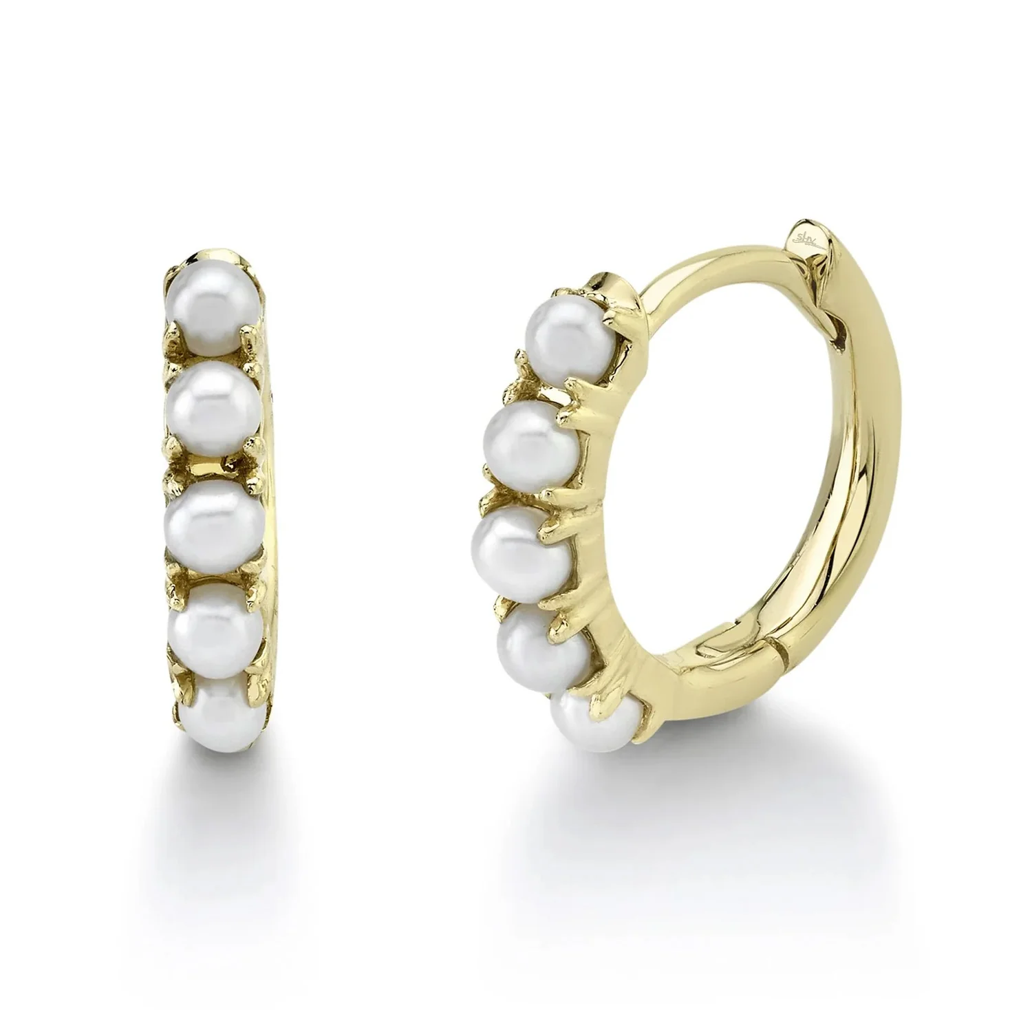 Shy Creation 14K Cultured Pearl Huggie Earrings