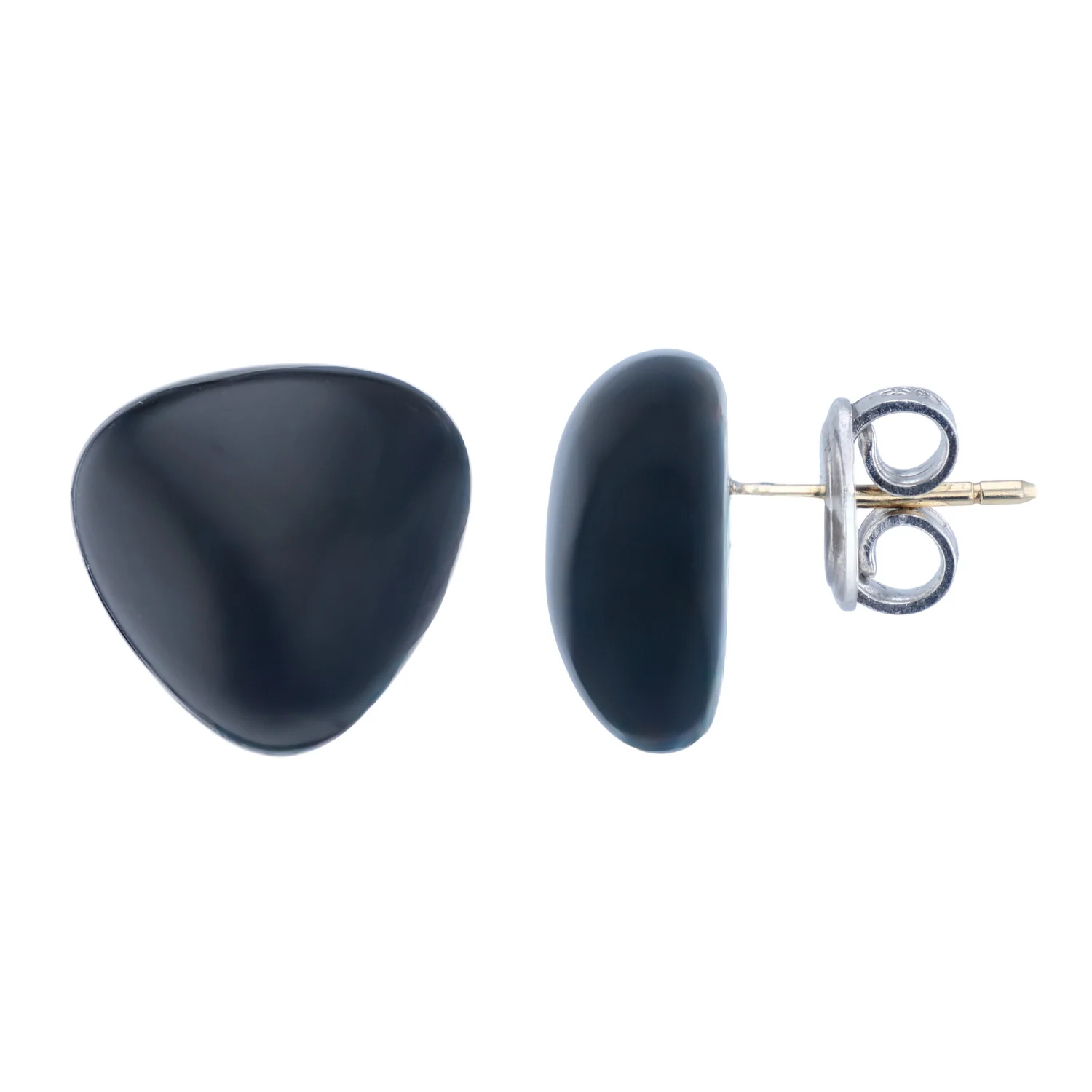 SOHO Sterling Silver Black Enamel Triangle Earrings - Image 2