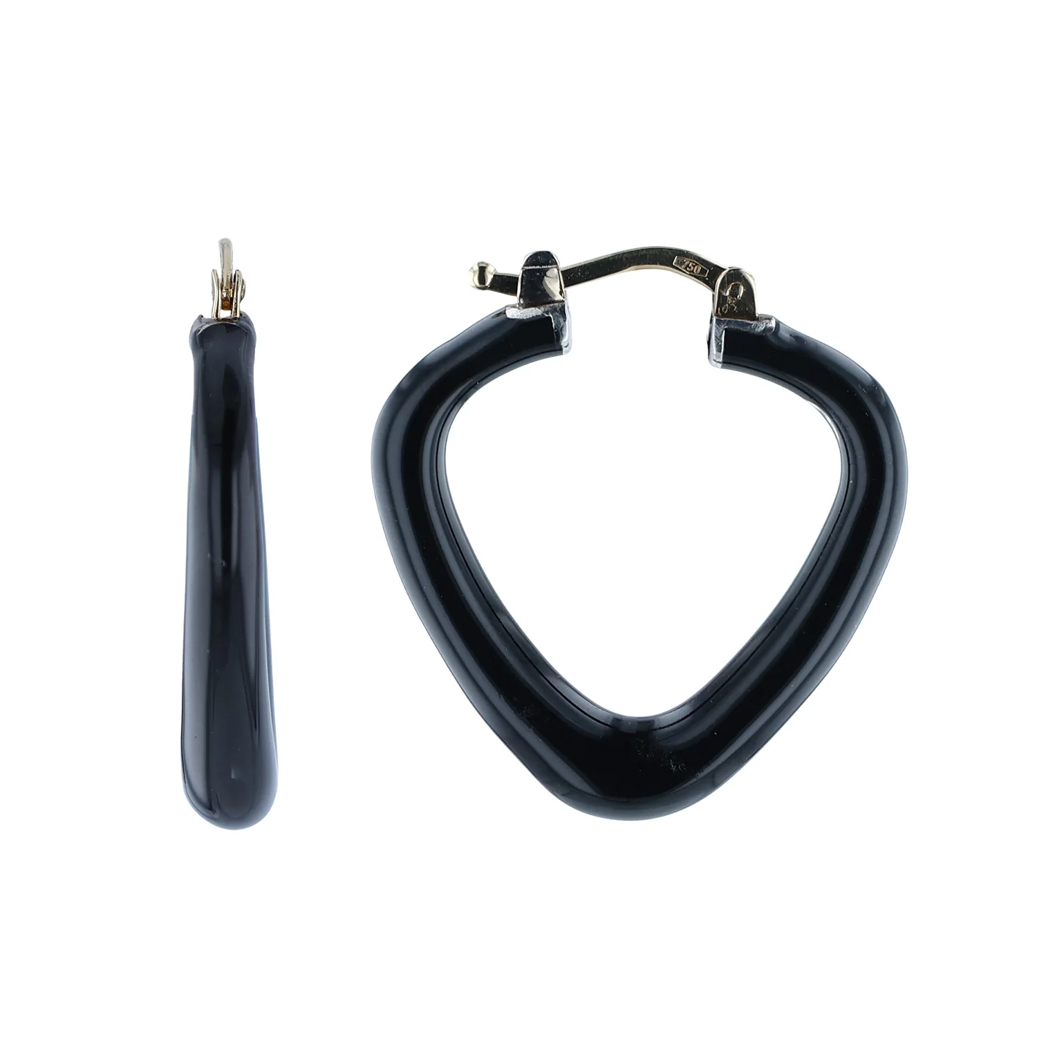 SOHO Sterling Silver Black Triangle Hoop Earrings