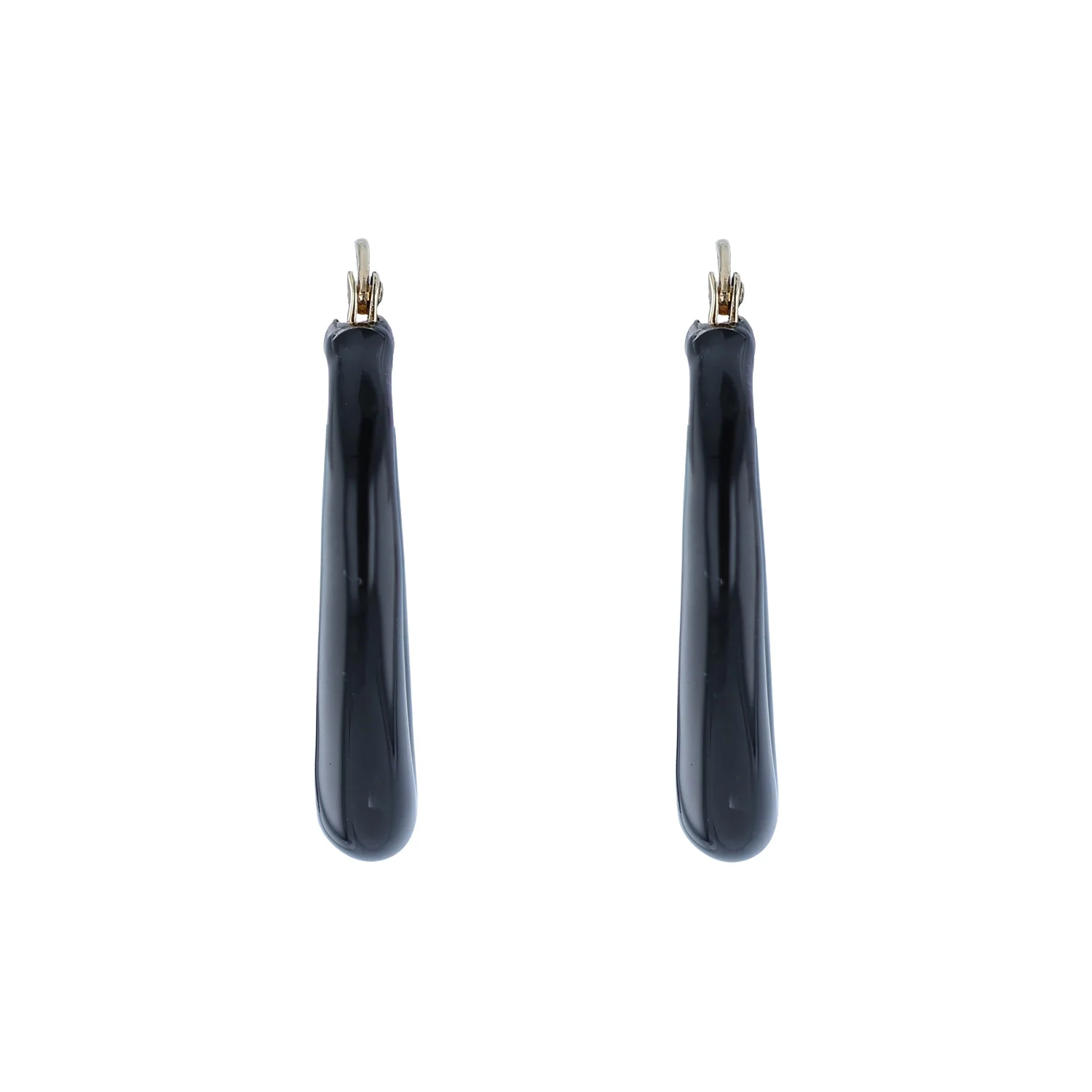 SOHO Sterling Silver Black Triangle Hoop Earrings - Image 2