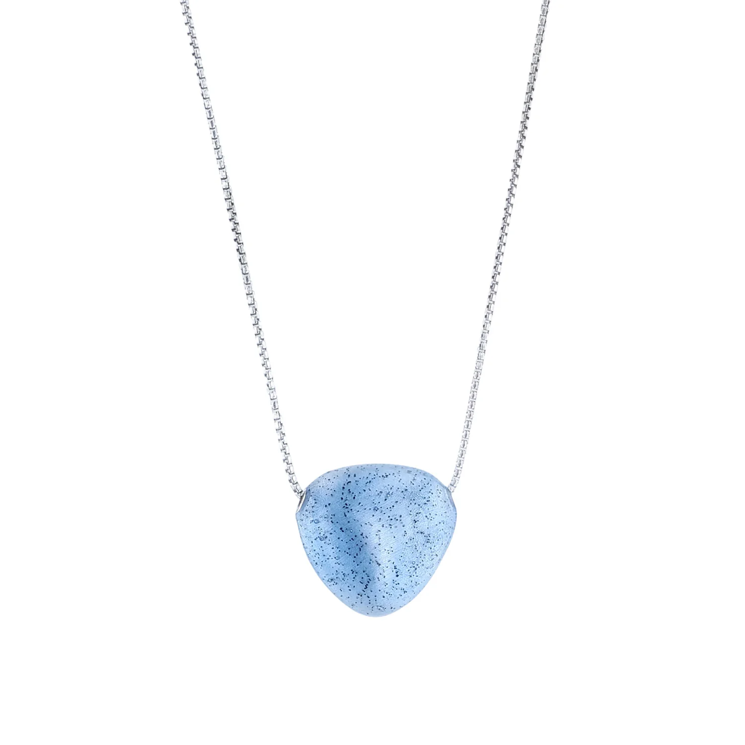 SOHO Sterling Silver Blue Triangle Pendant with Chain - Image 2