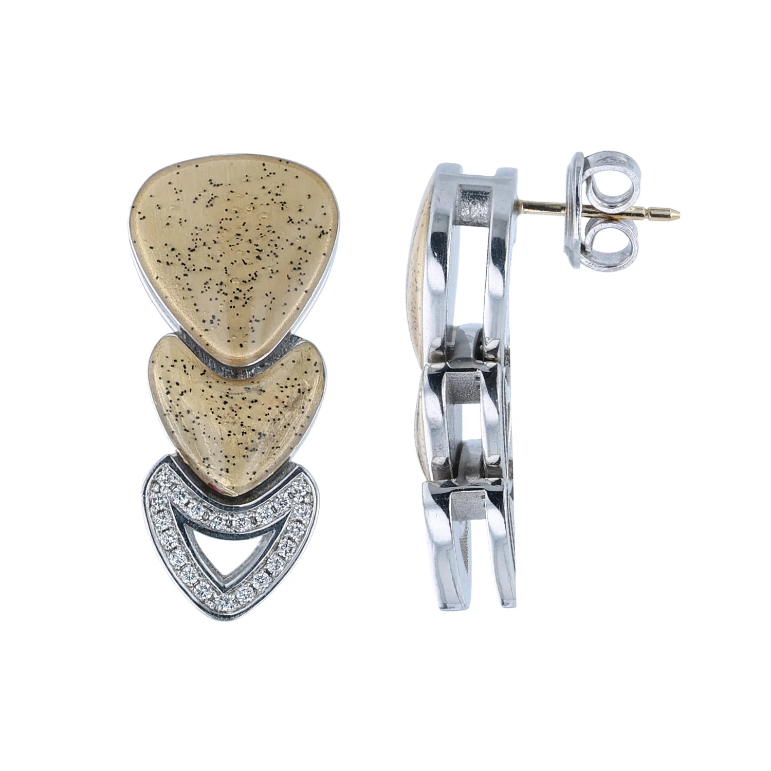 SOHO Sterling Silver Gold Enamel Drop Earrings - Image 2
