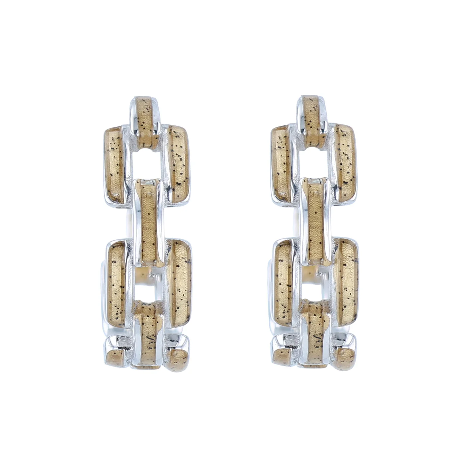 SOHO Sterling Silver Gold Enamel Link Hoop Earrings